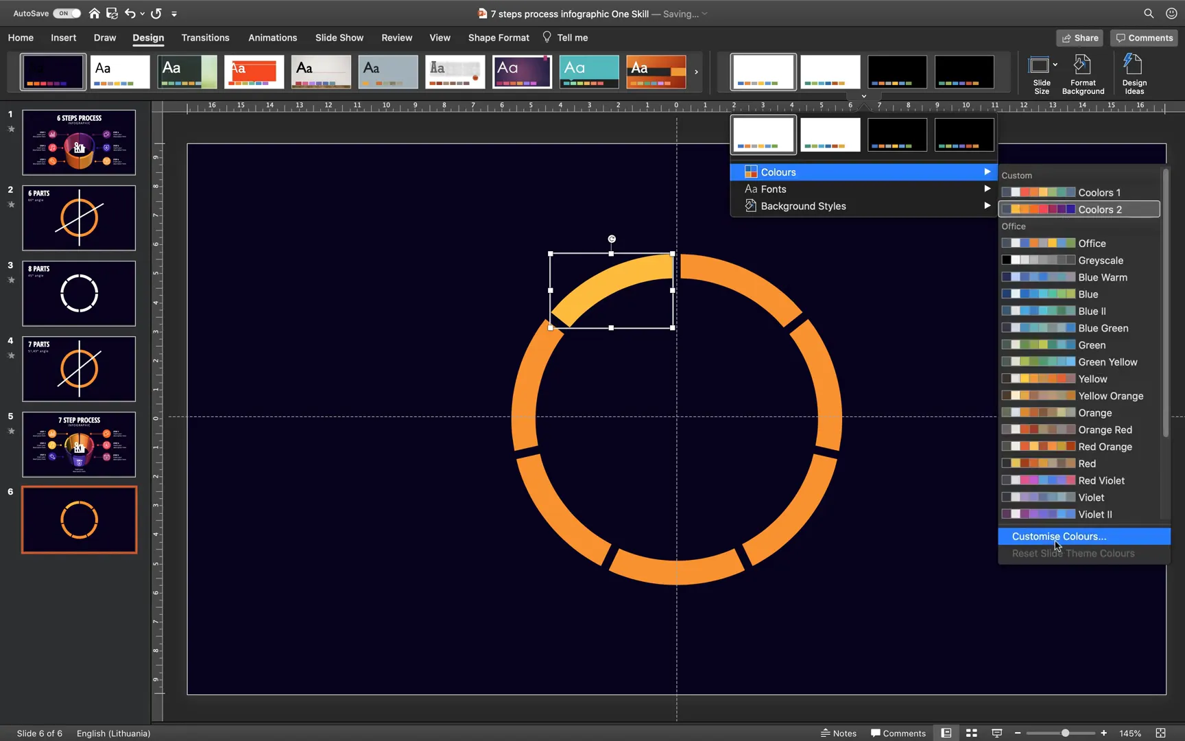 Customizing fill colors of infographic slices
