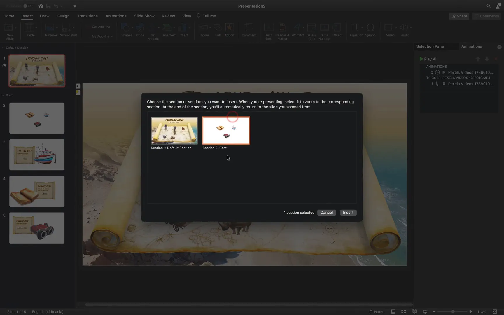 Return to zoom option enabled for slide zooms