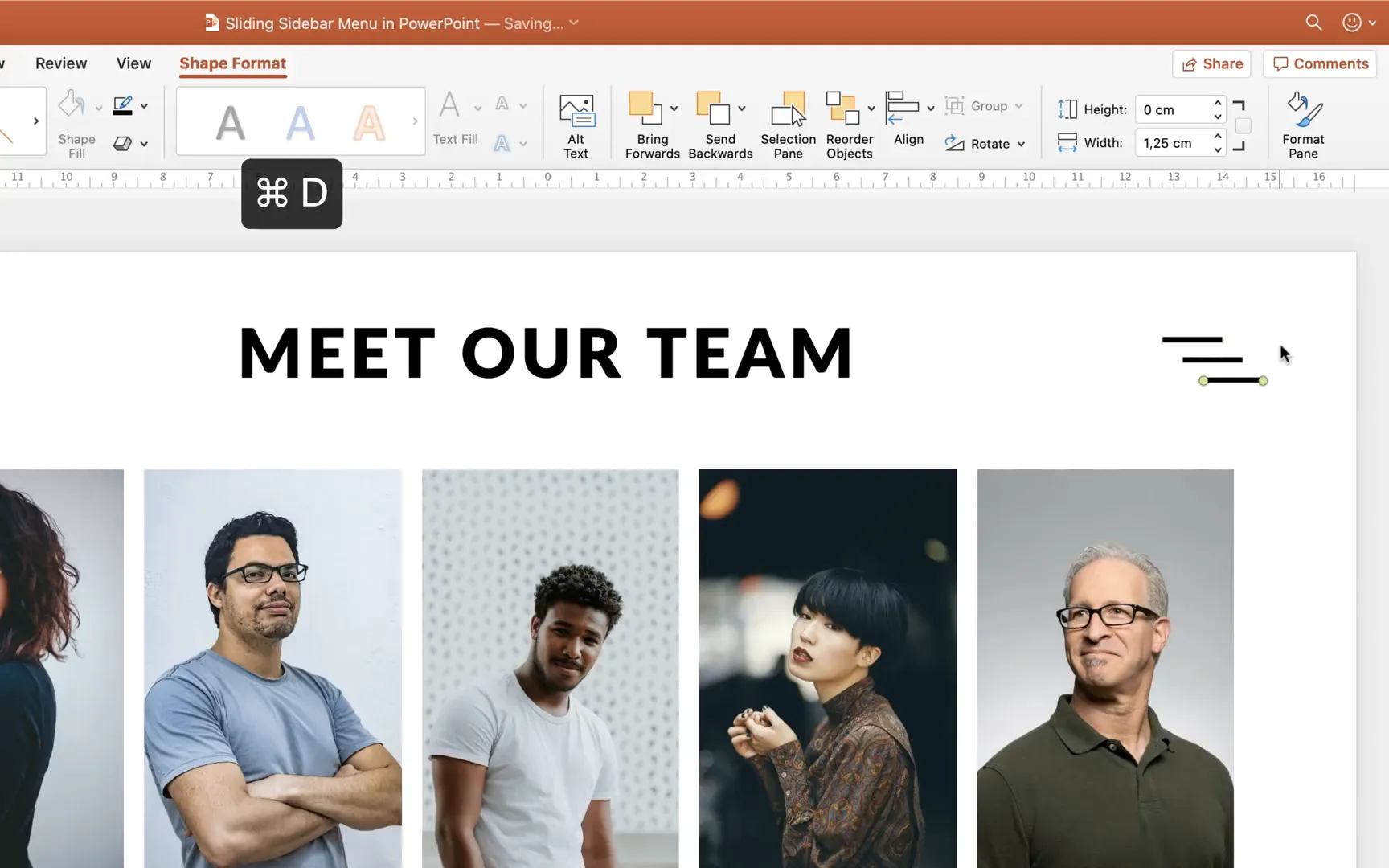 Creating the hamburger menu icon with three lines