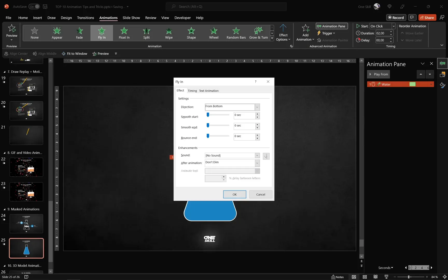 Creating a mask animation to fill bottle with water