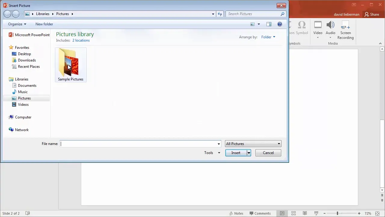 Inserting pictures from computer