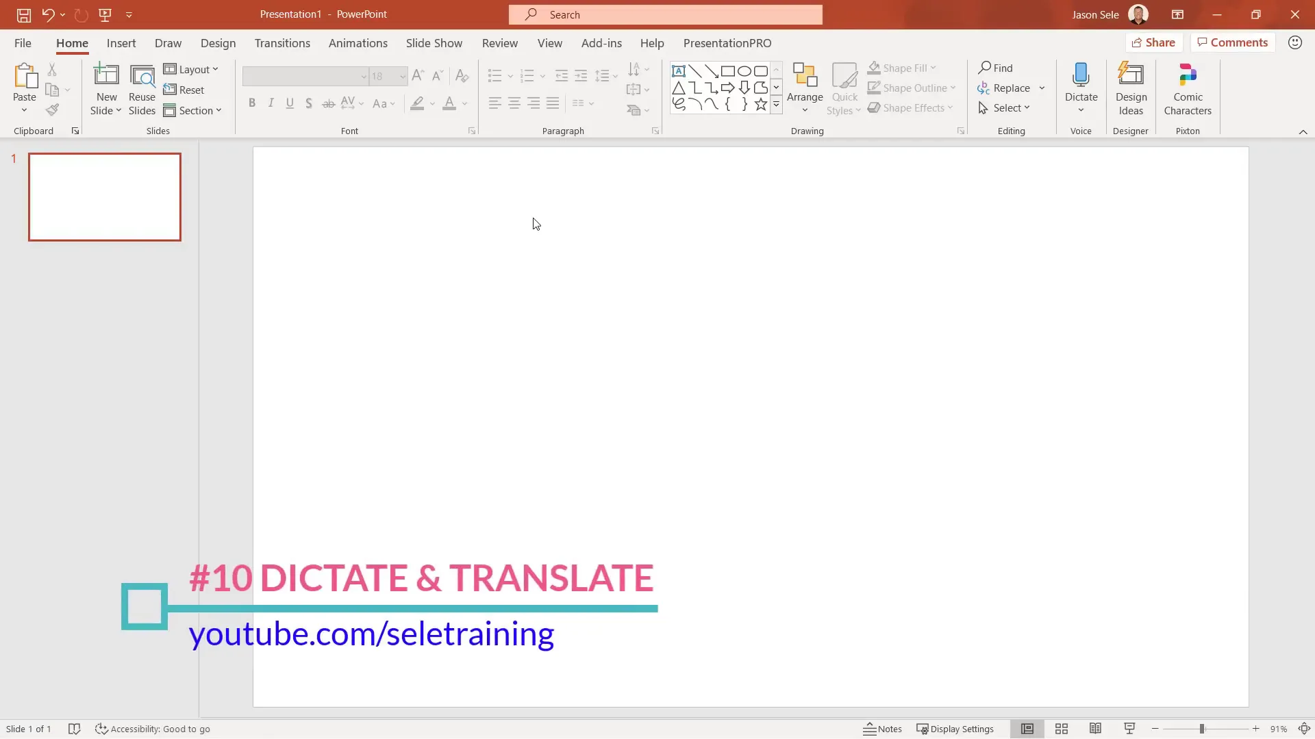 Dictate feature activated in PowerPoint