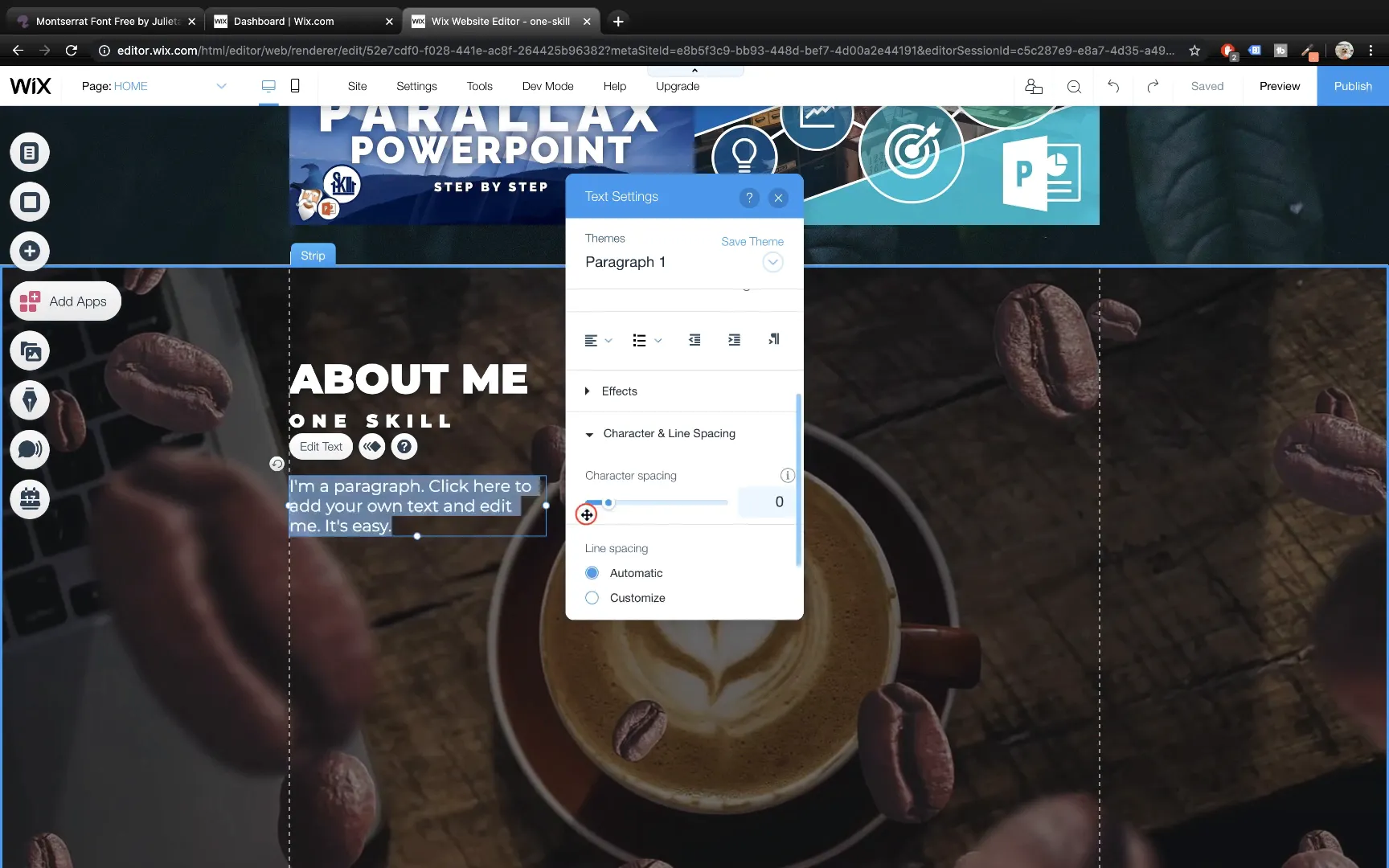 Adding and formatting paragraph text in Wix