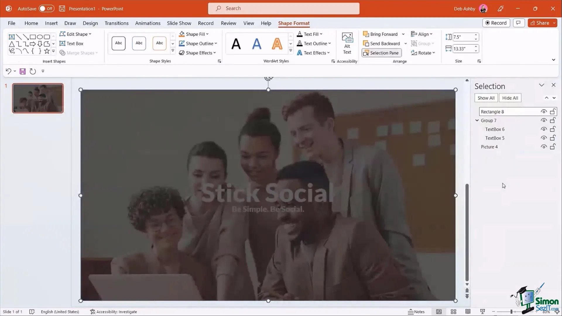 Using the selection pane to manage slide object layers