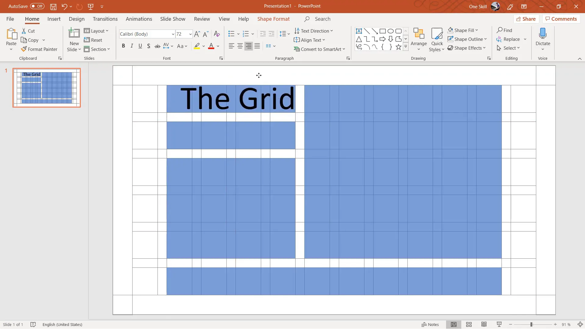 Adding and formatting title text within grid block