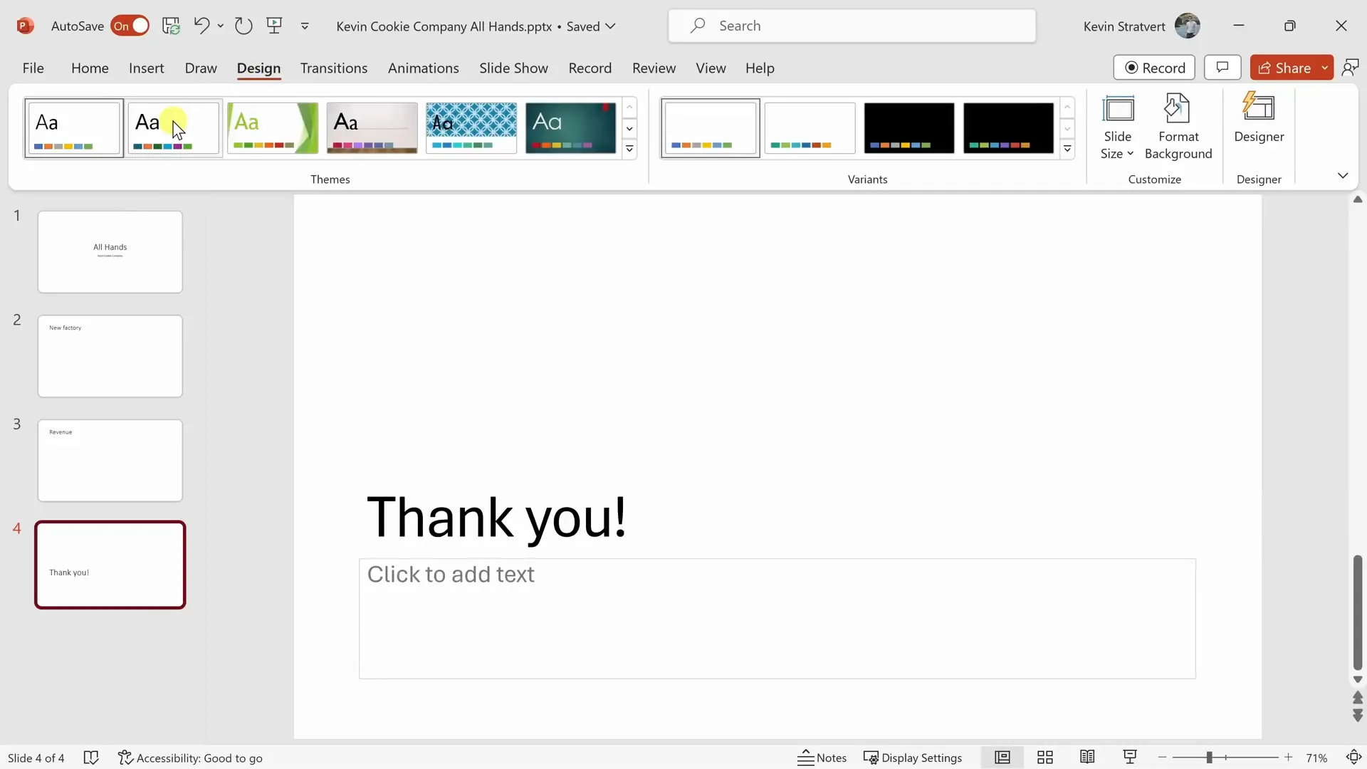 Applying themes in PowerPoint
