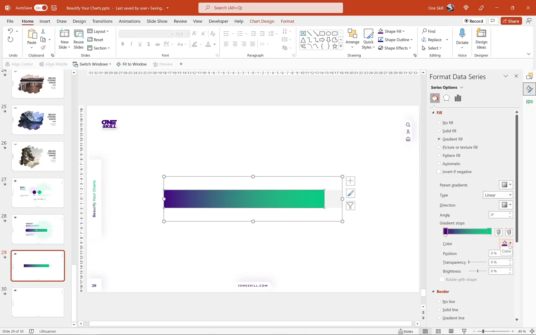 Applying gradient and solid fills to bar chart series
