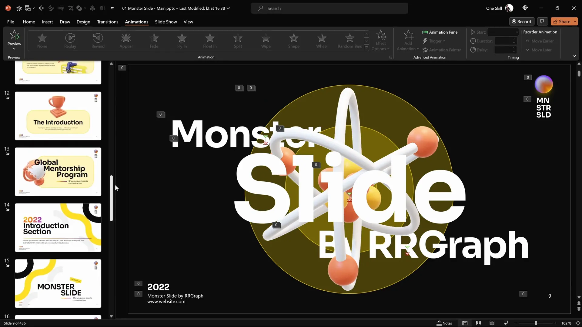 Monster Slide template with 3D animations