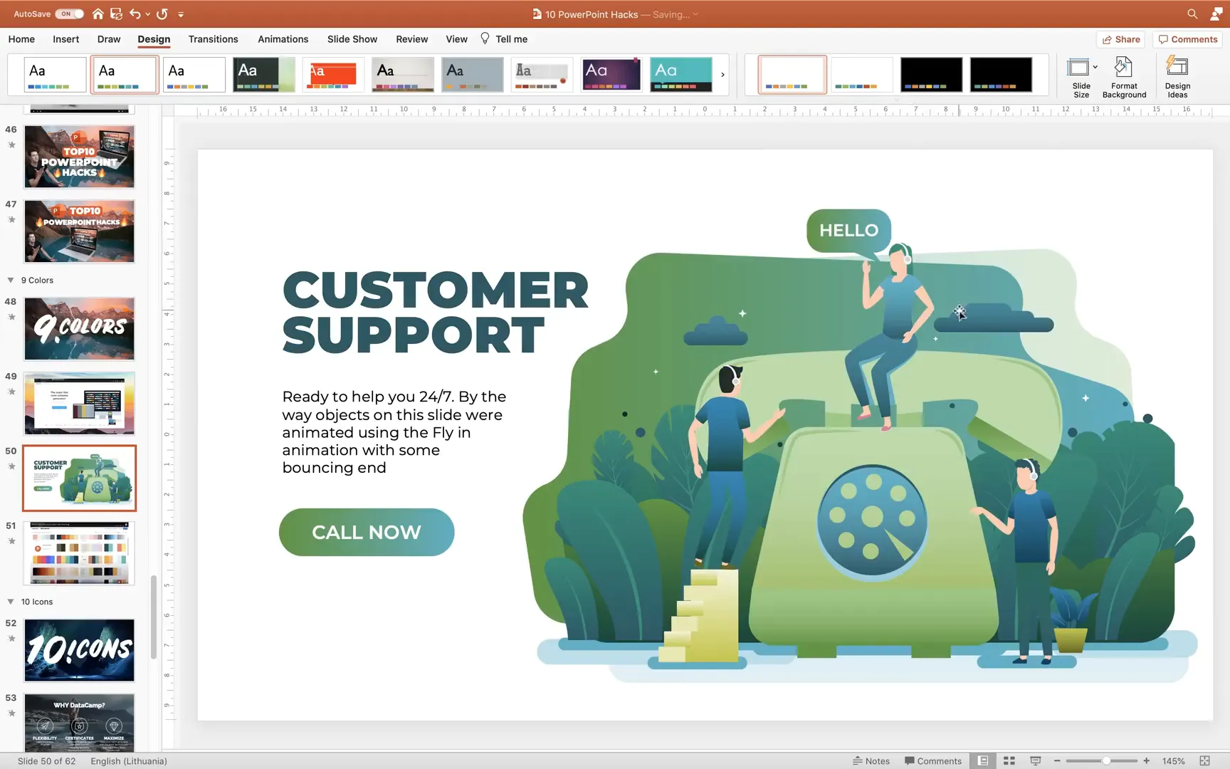 Changing color palettes in PowerPoint to instantly update slide colors