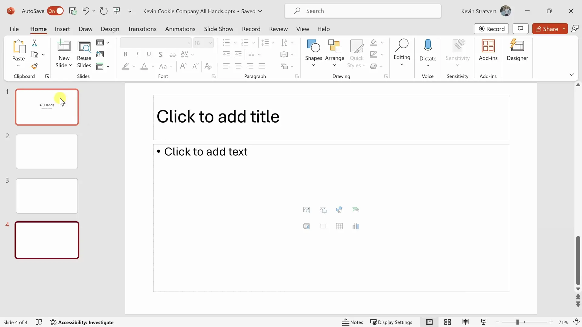 Selecting and changing slide layouts