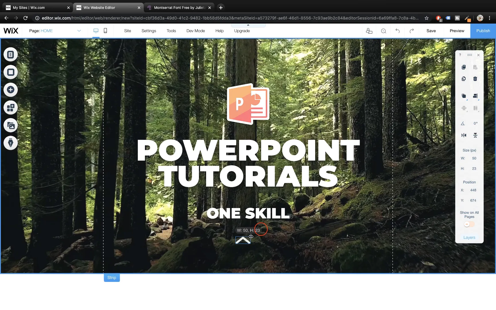 Adding and rotating arrow shape in Wix
