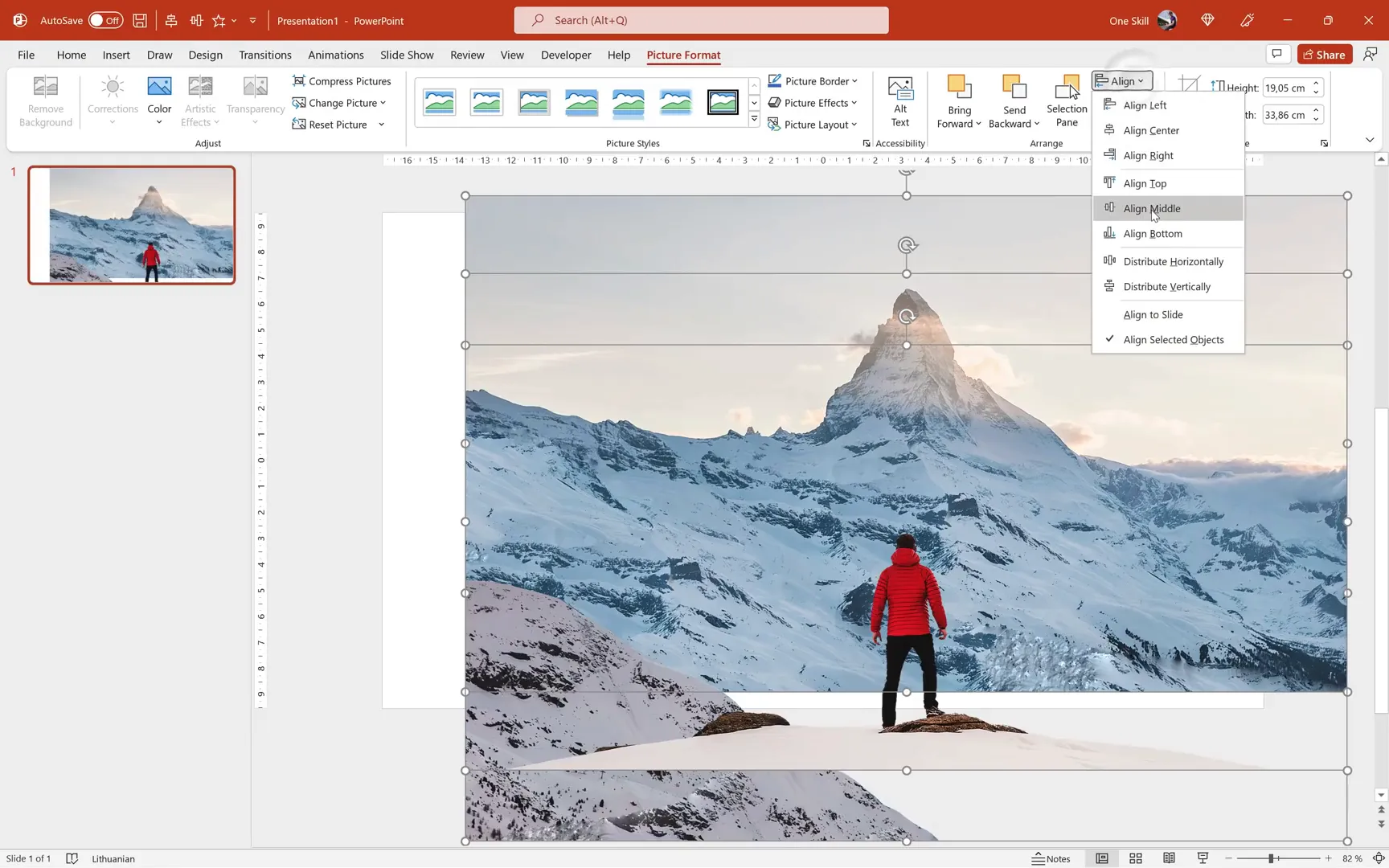 Layers inserted and aligned in PowerPoint