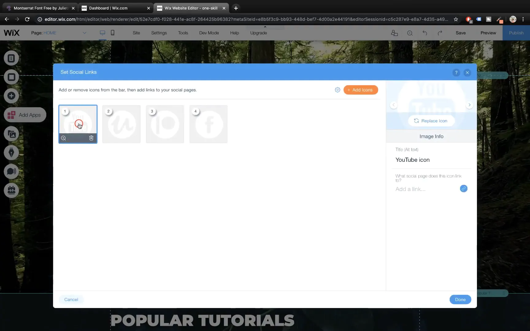 Adding social media icons and linking them in Wix