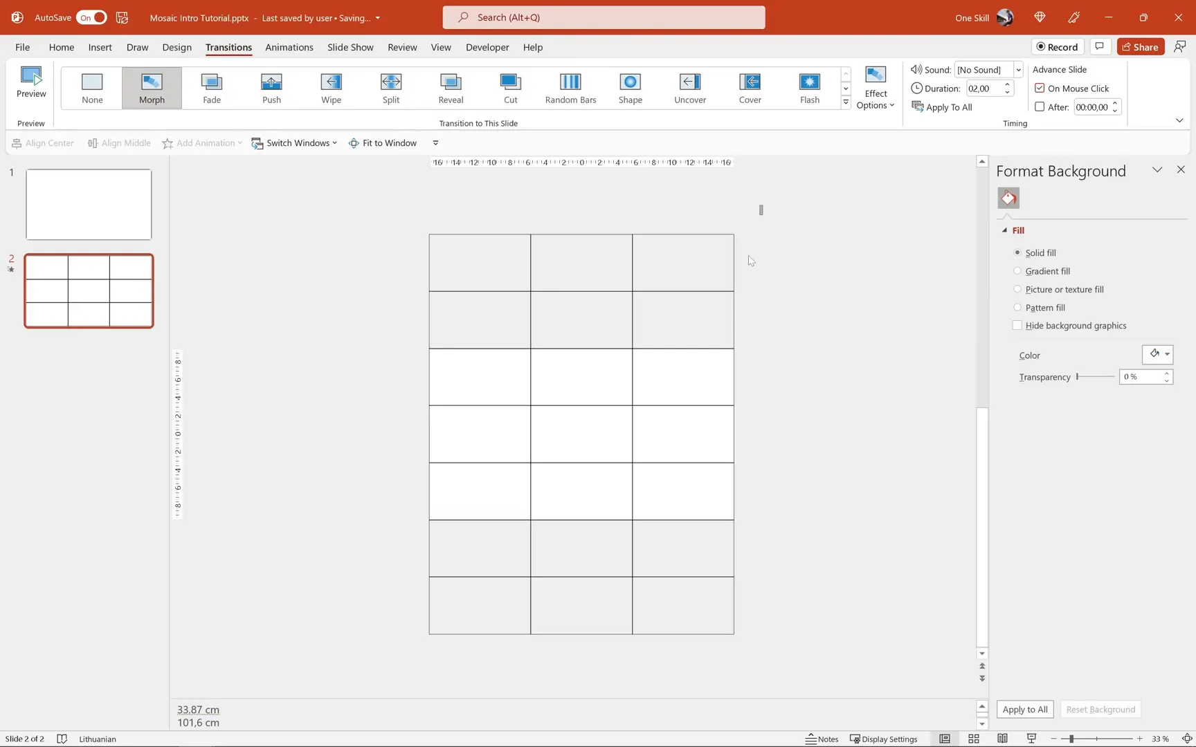 Ungrouping and realigning middle column to create scrolling effect