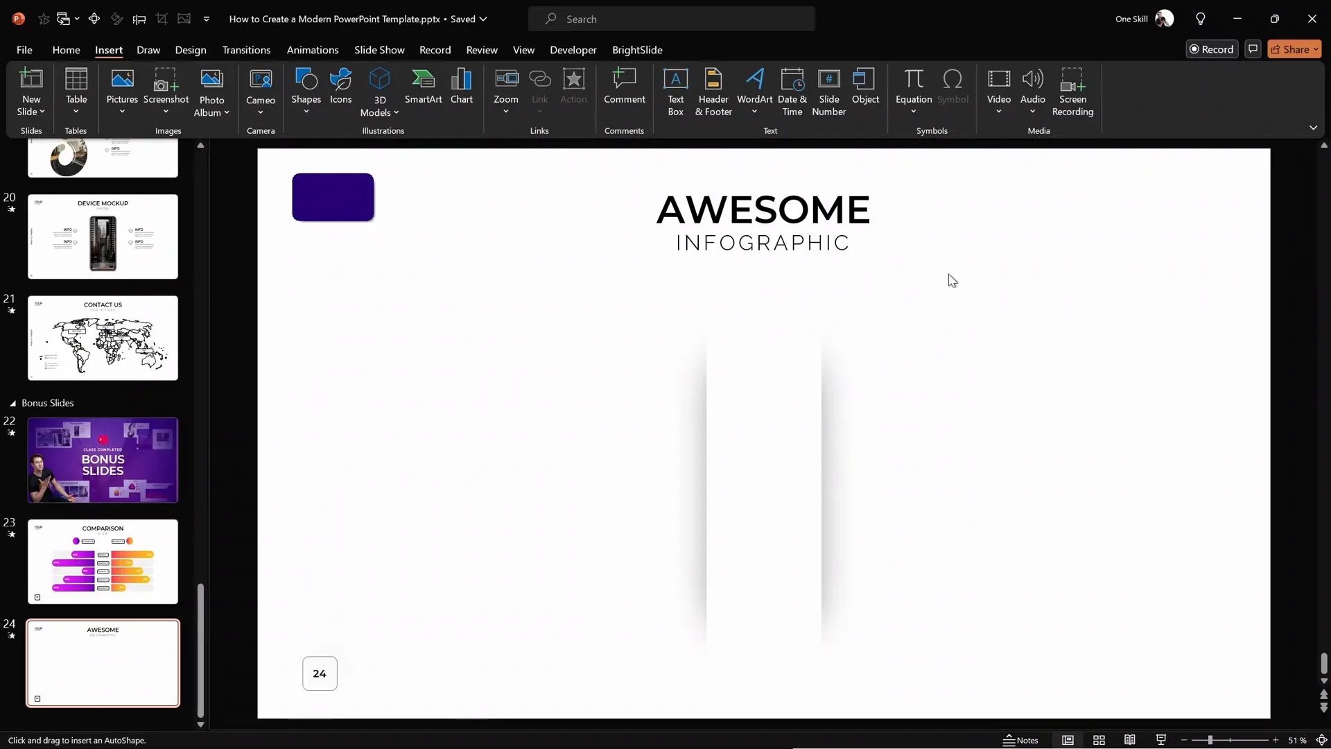 White rectangle with subtle shadow effect in center of slide