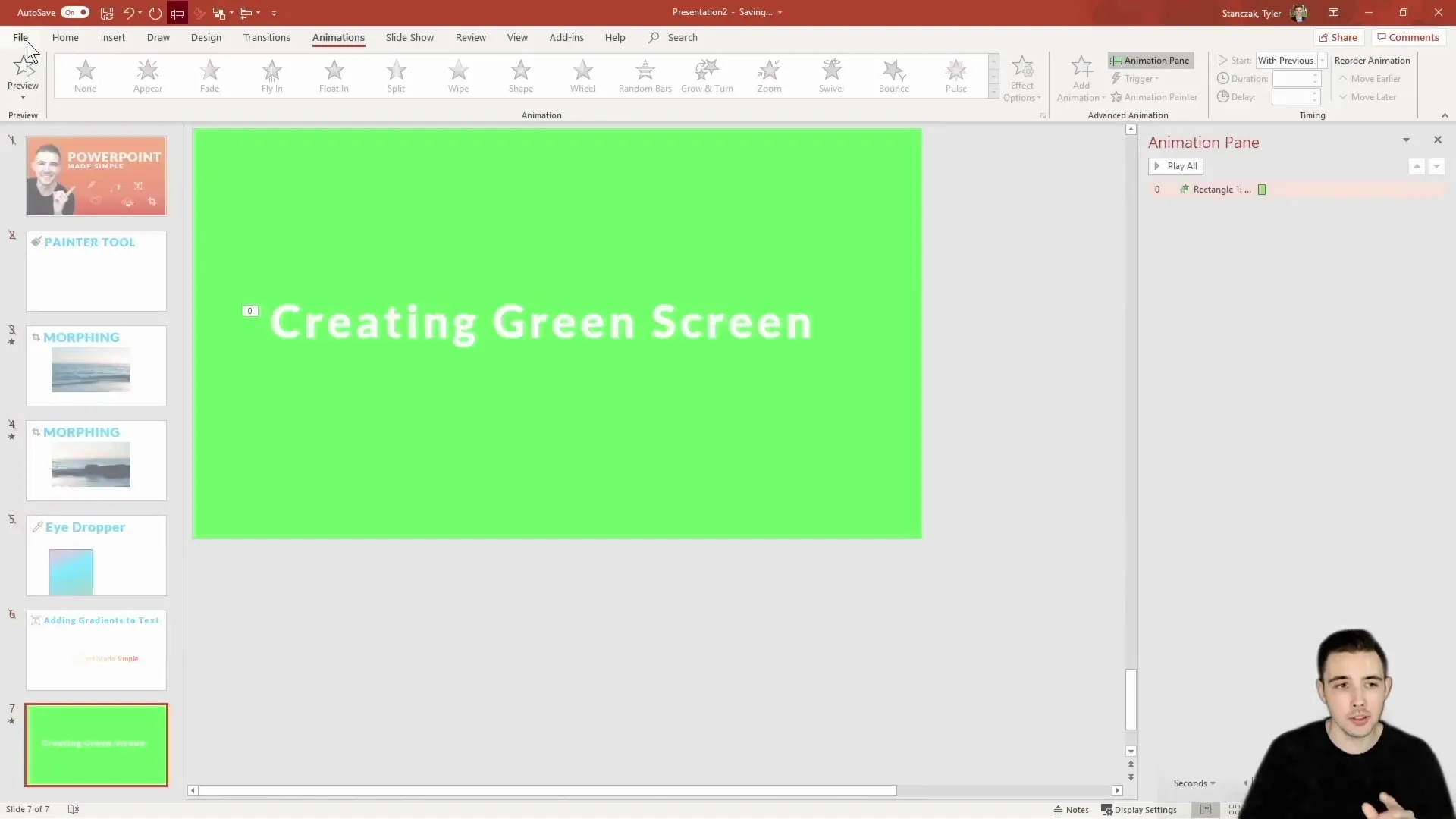 Creating green screen video animation in PowerPoint