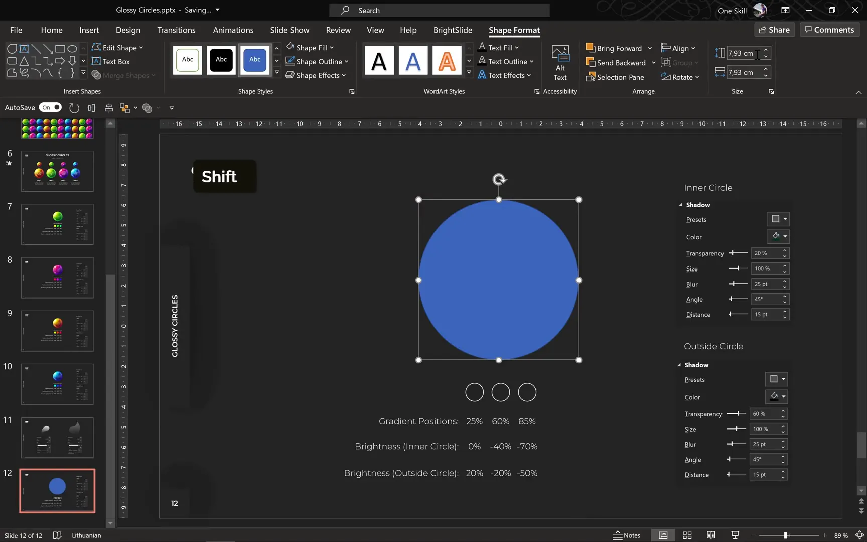 Inserting the outer circle with 10 cm diameter