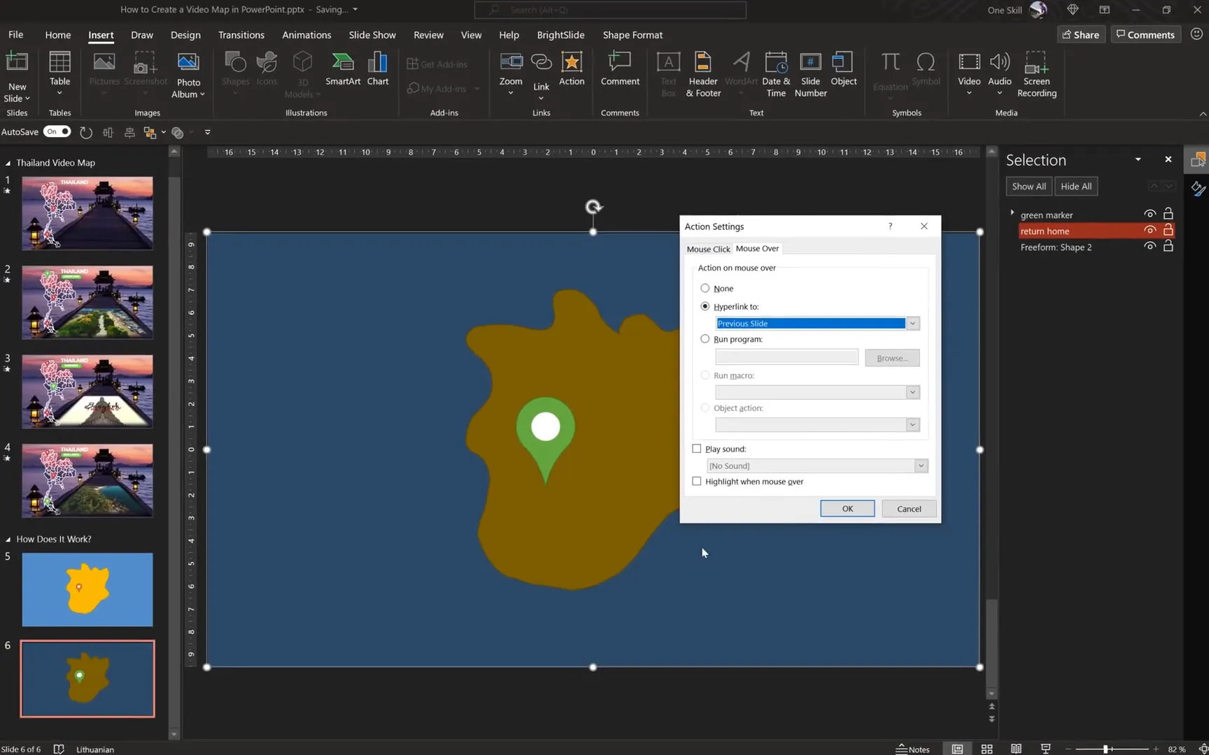 Setting up full-screen transparent rectangle for mouse-over hyperlink to previous slide