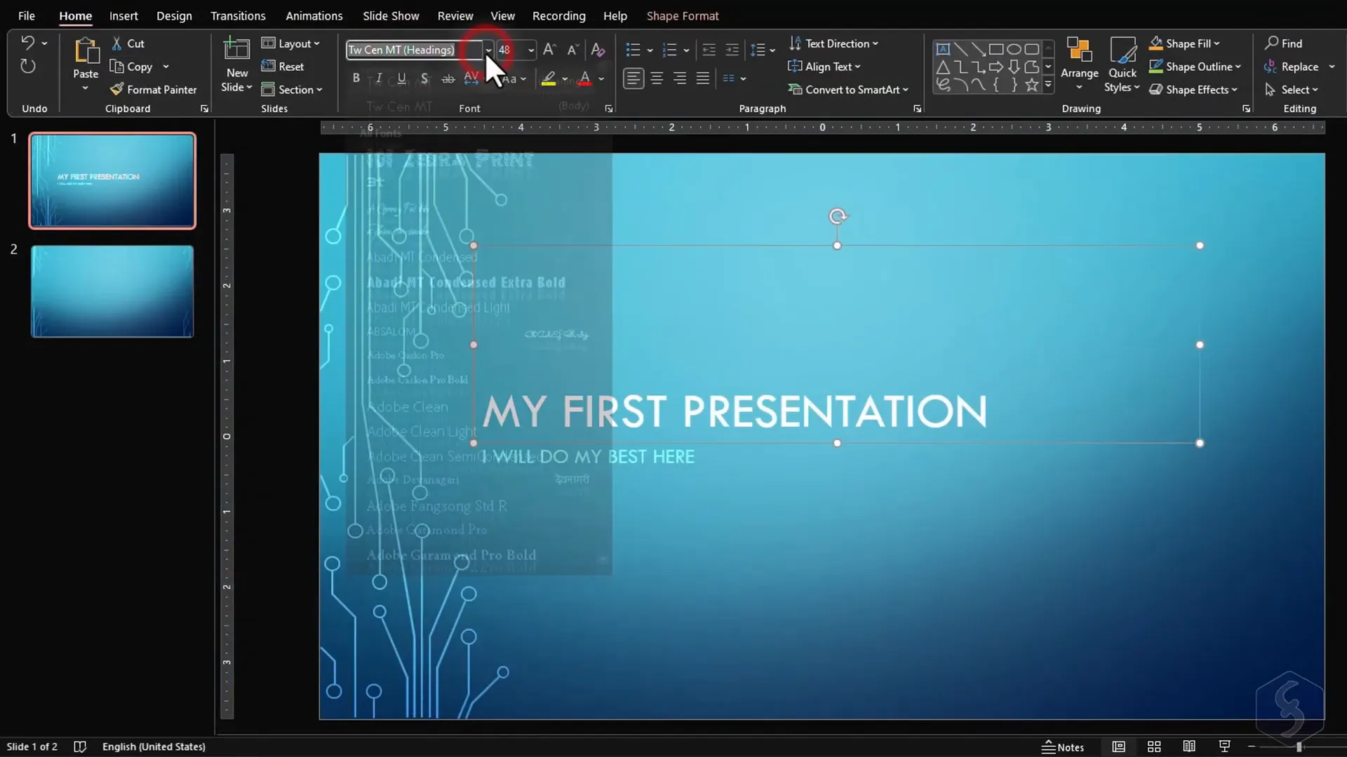 Editing and formatting text in PowerPoint