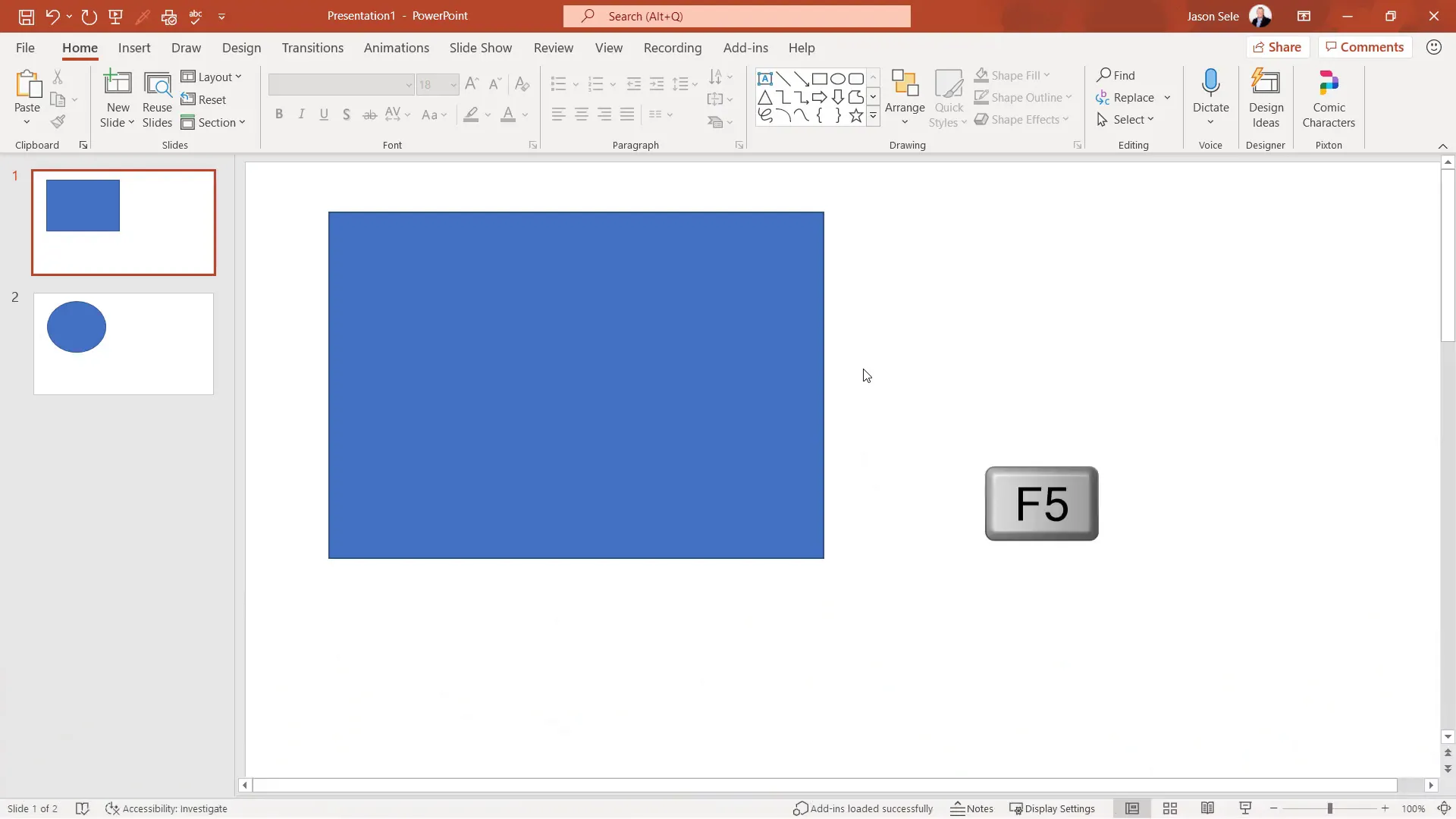 Starting PowerPoint presentation with F5
