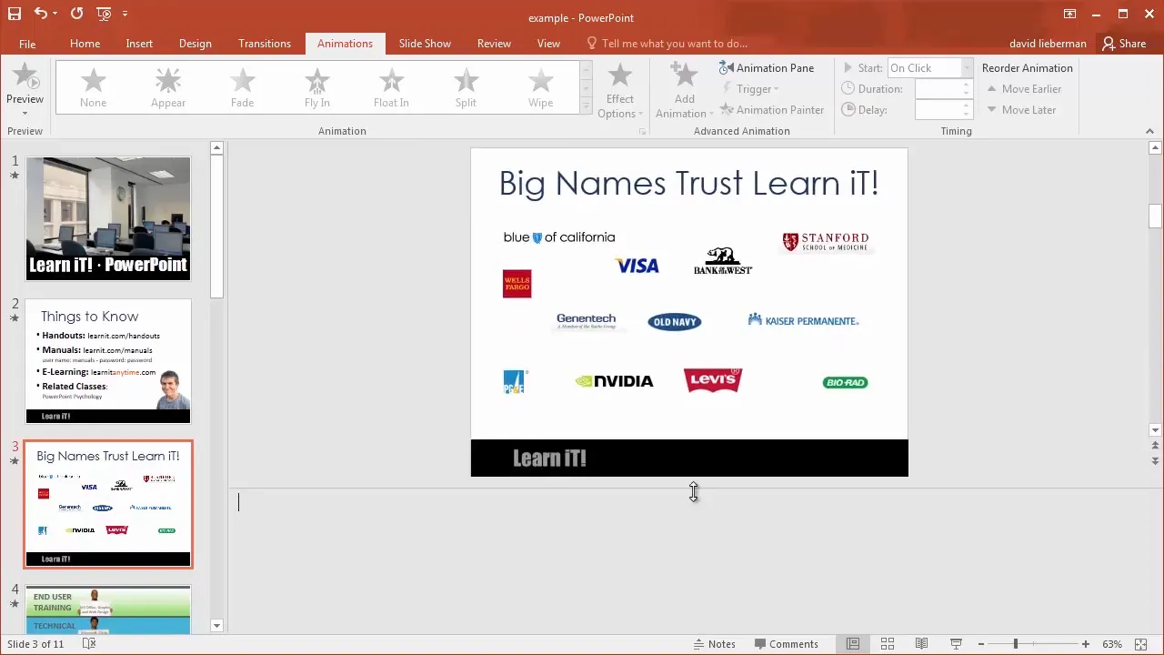 Notes pane below slide for speaker notes