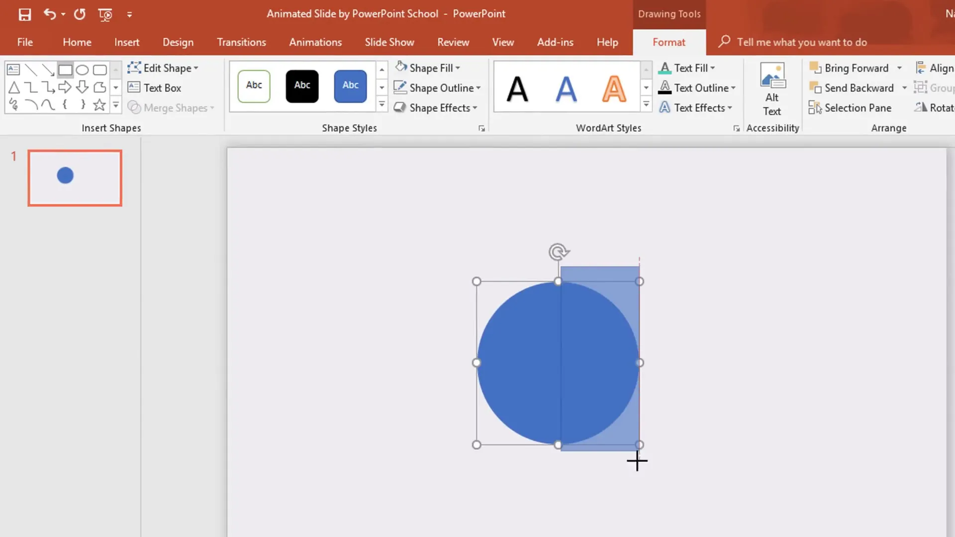Creating and positioning a half-circle shape