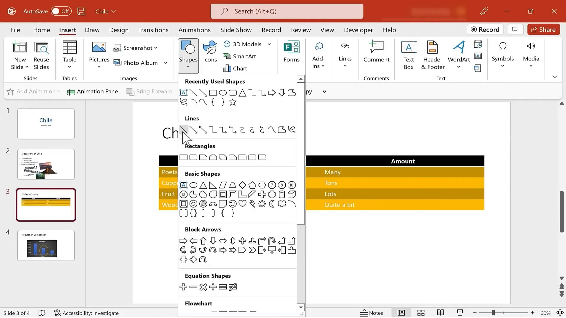 Inserting shapes and drawing tools in PowerPoint