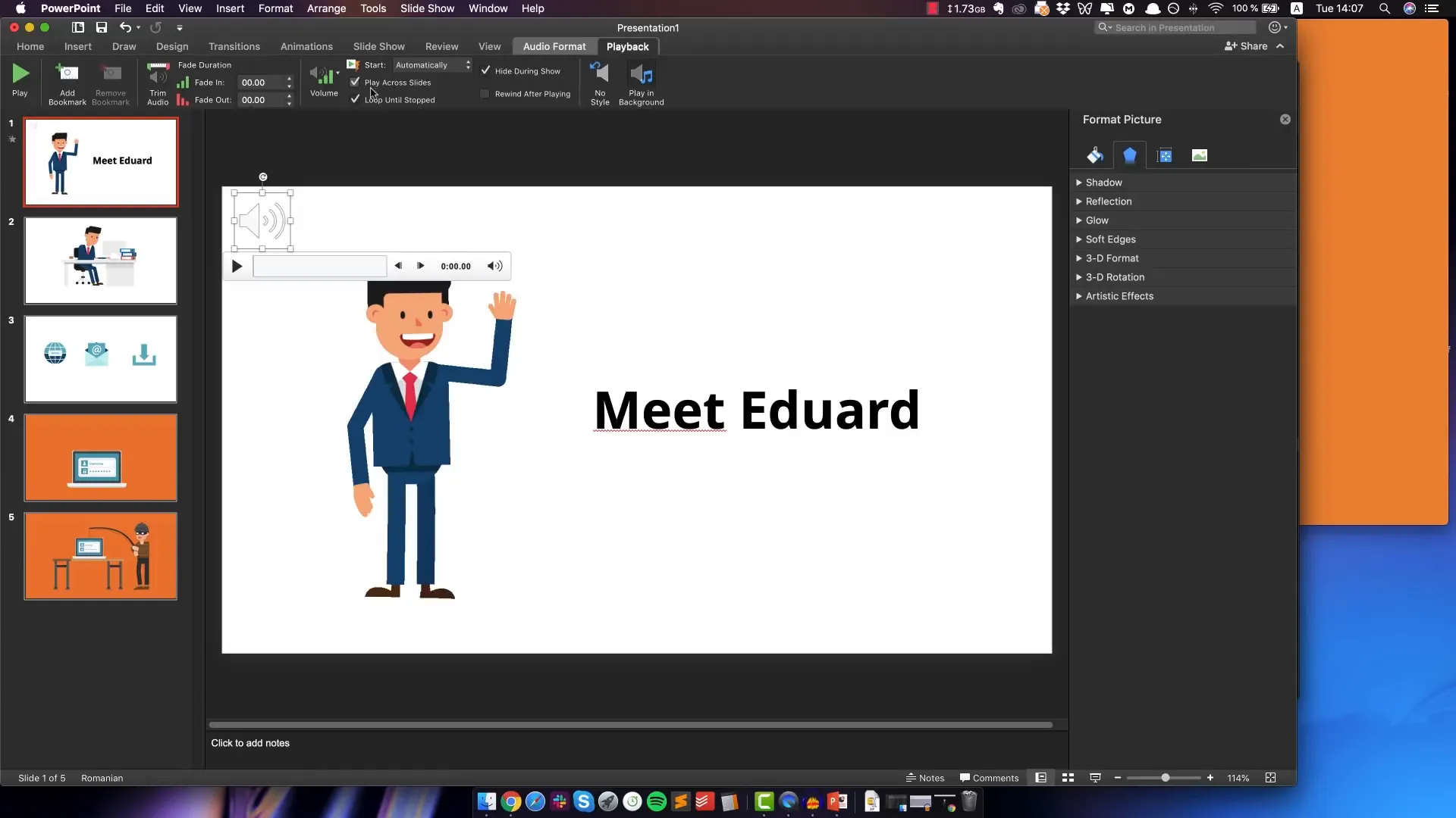 Adding voiceover audio to PowerPoint slide