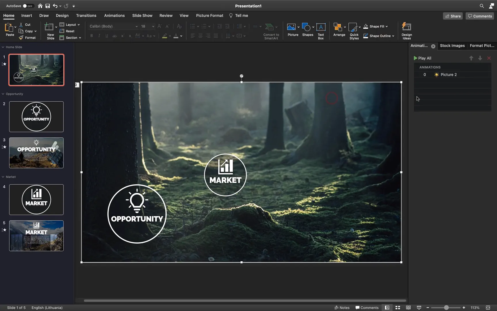 Applying zoom in animation to home slide background
