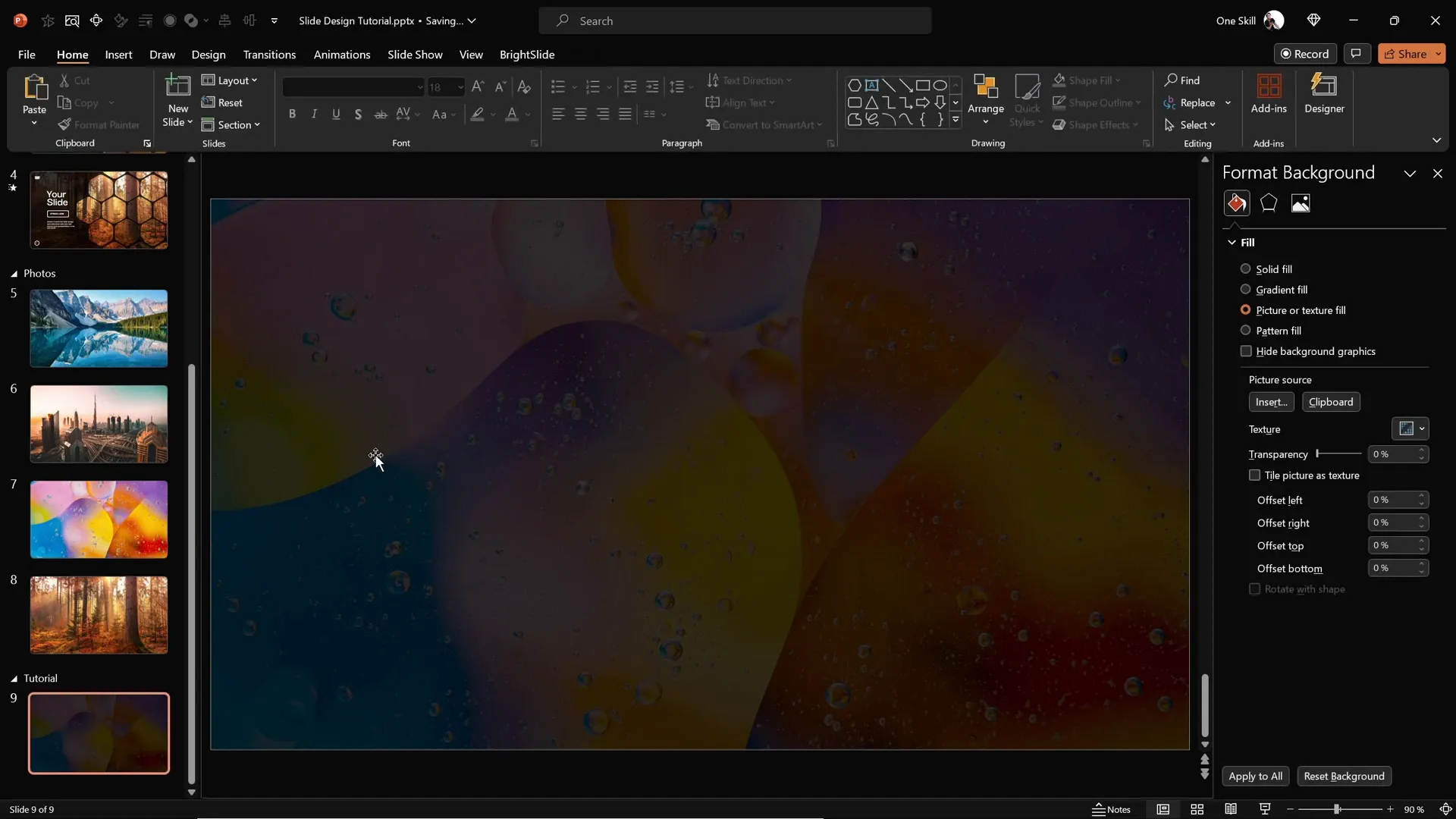 Circle shape filled with slide background image