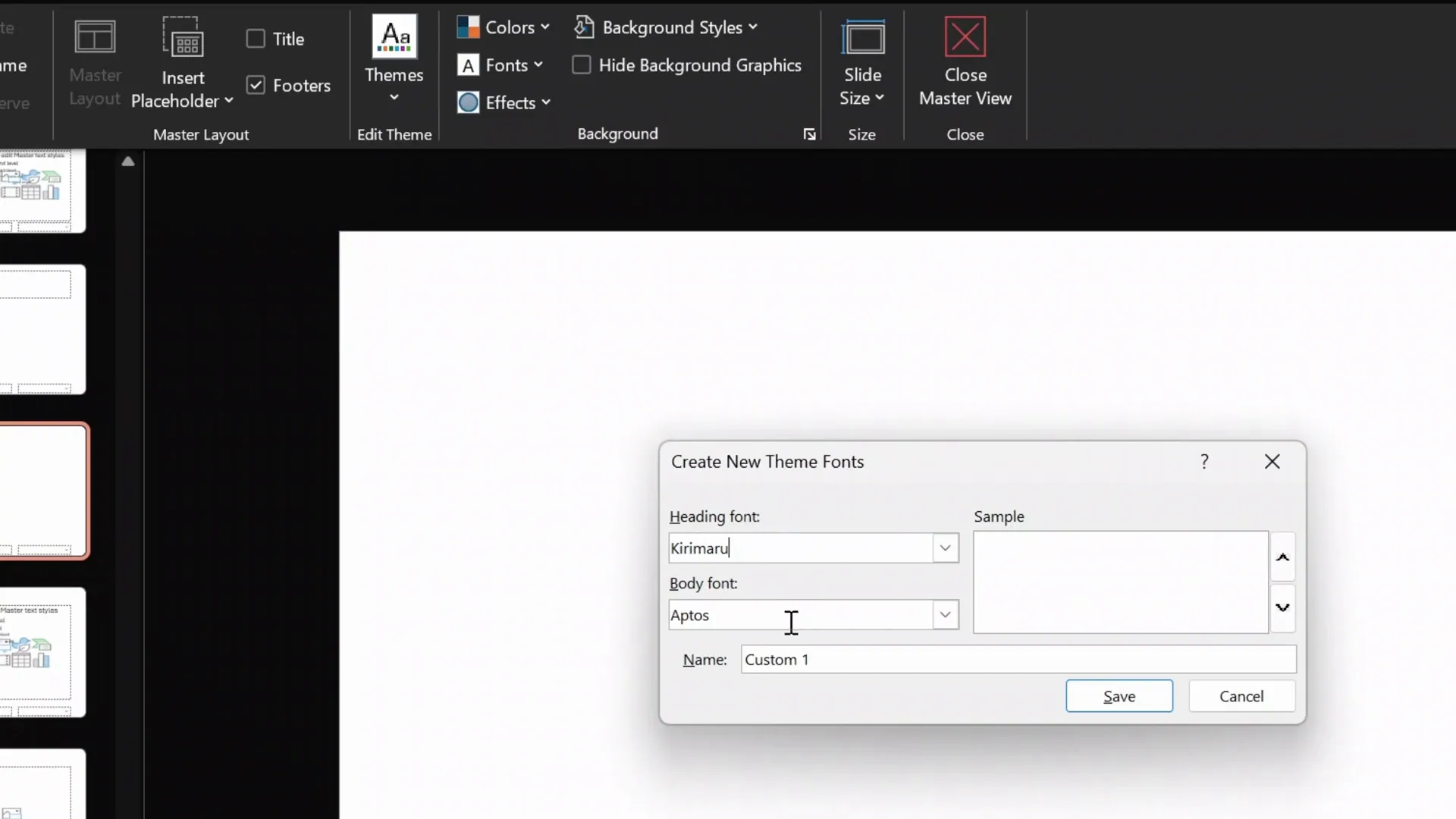 Setting font pair in Slide Master