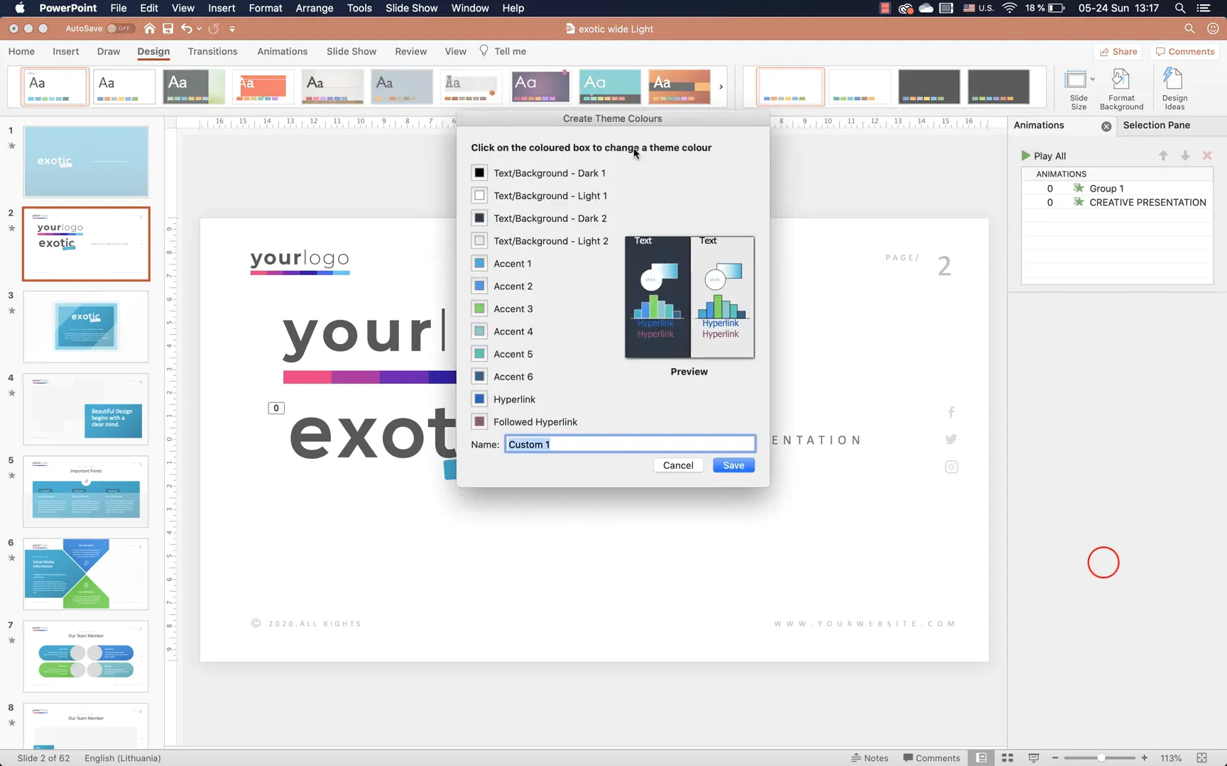 Customizing color palette using Eyedropper tool