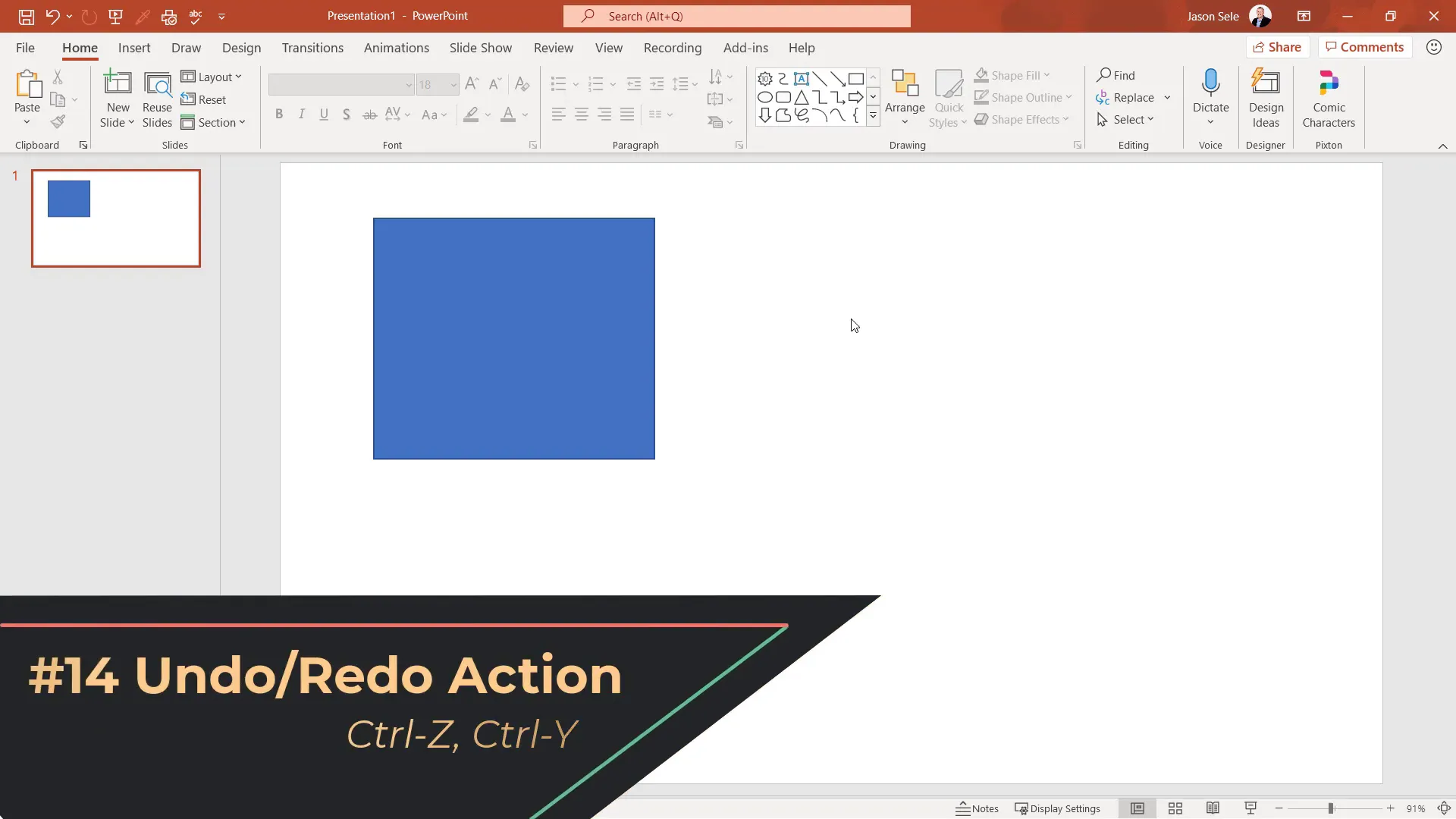 Undo and redo actions in PowerPoint
