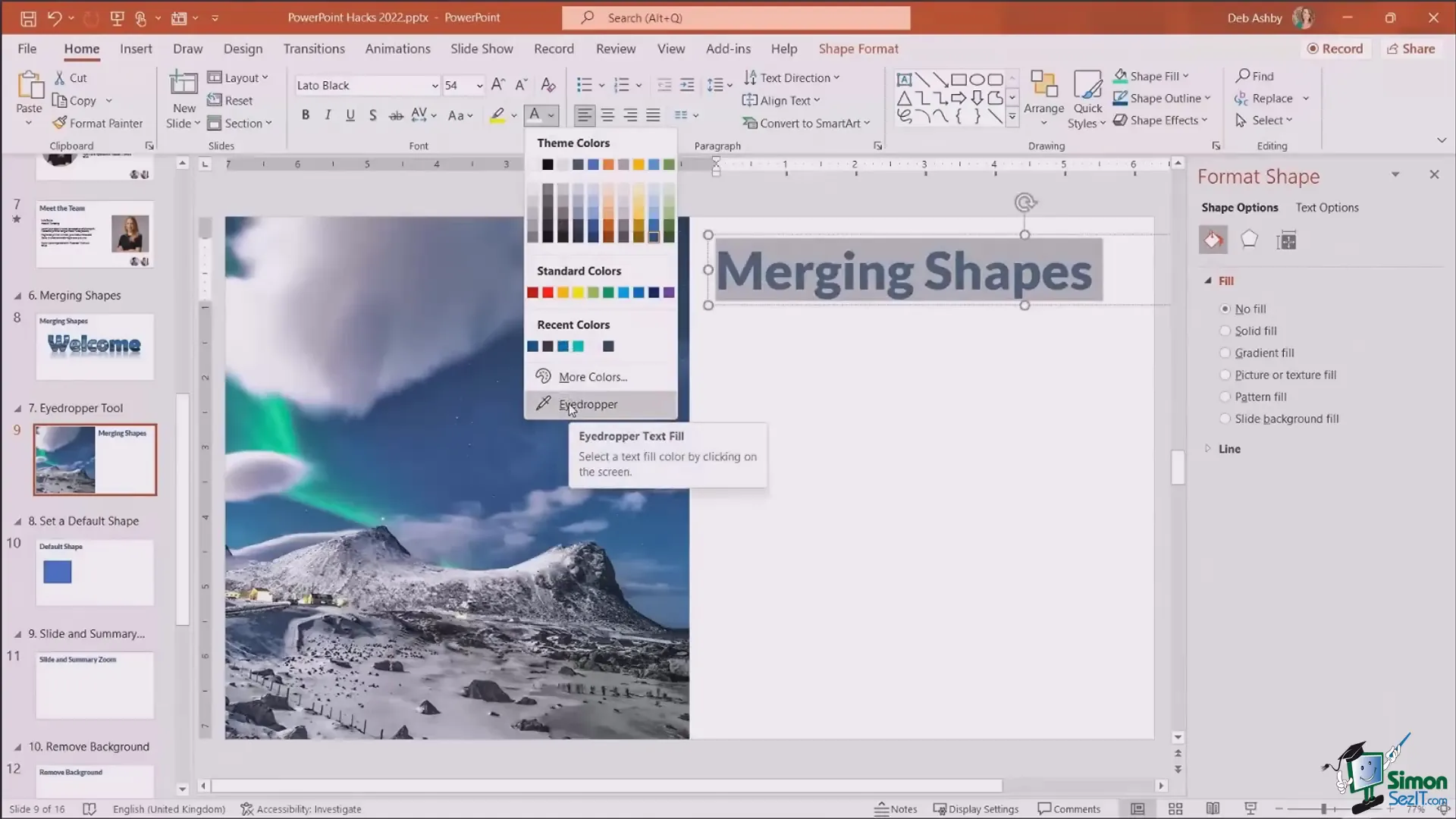 Using the eyedropper tool to pick colors from an image