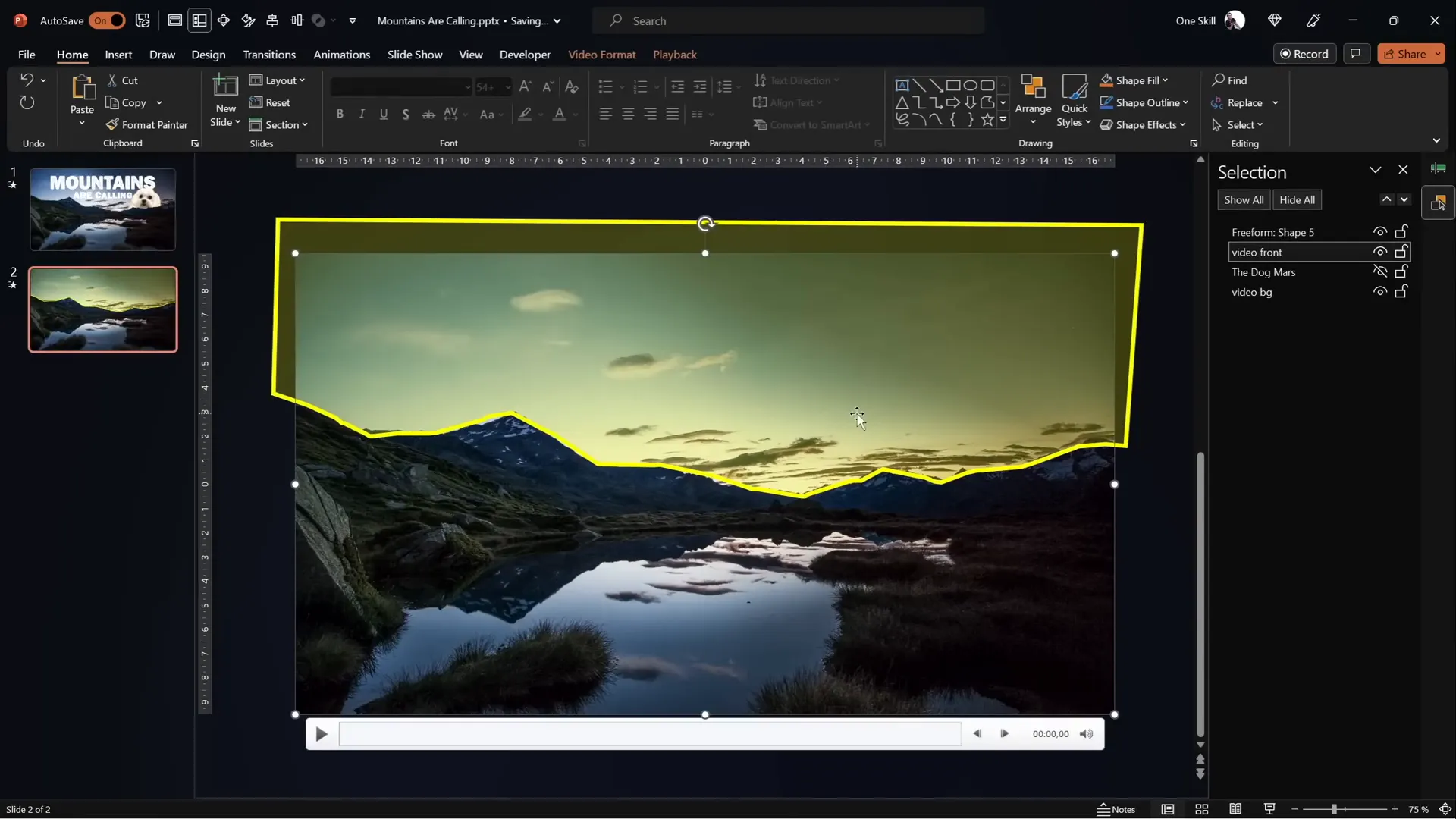 Using freeform shape tool to trace mountain line in PowerPoint