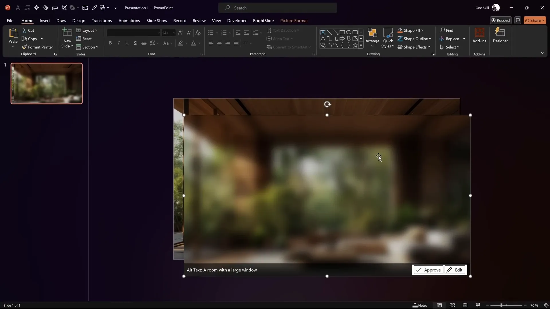 Applying blurred image as slide background