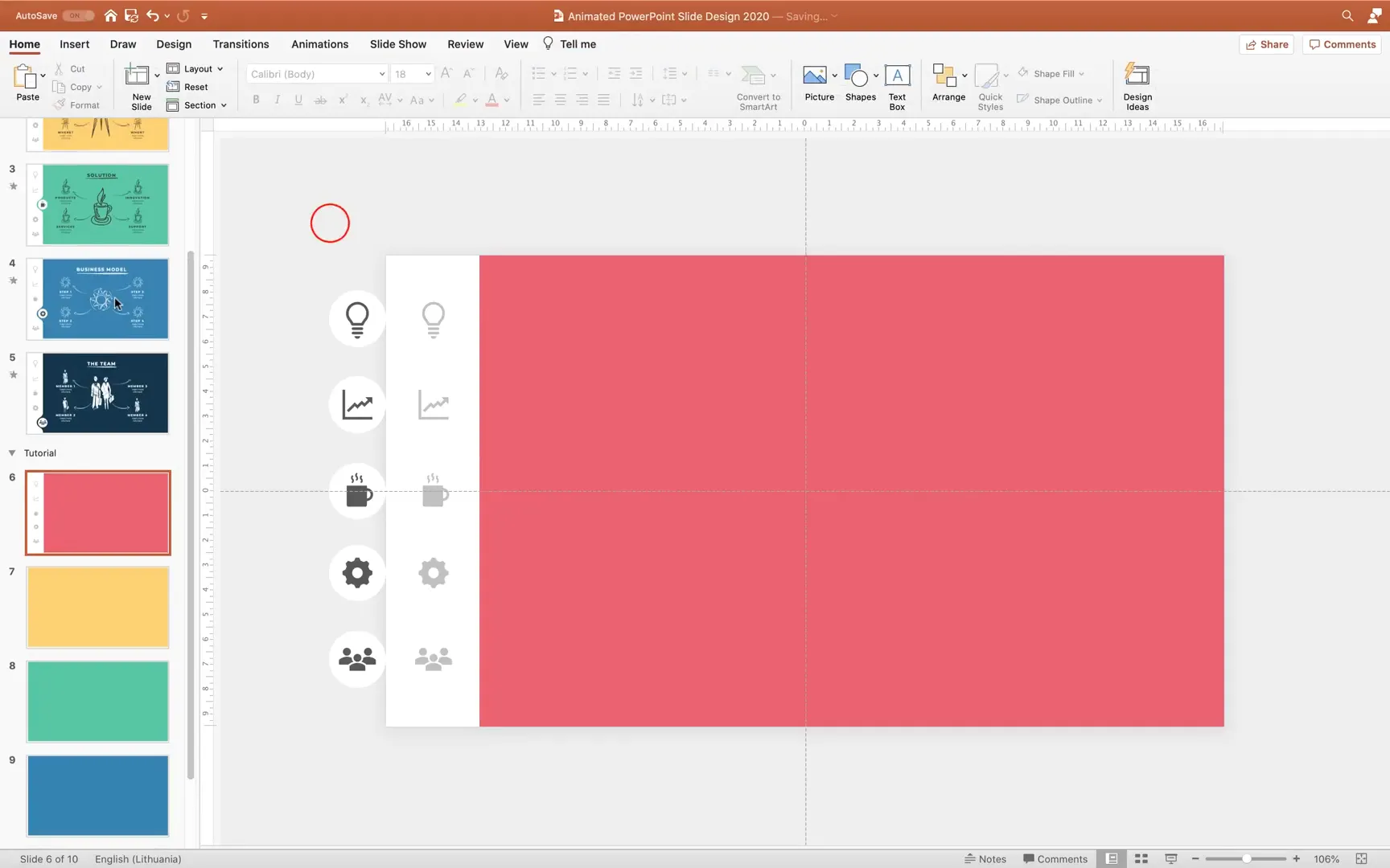 Active and inactive icon bubbles with different color shading