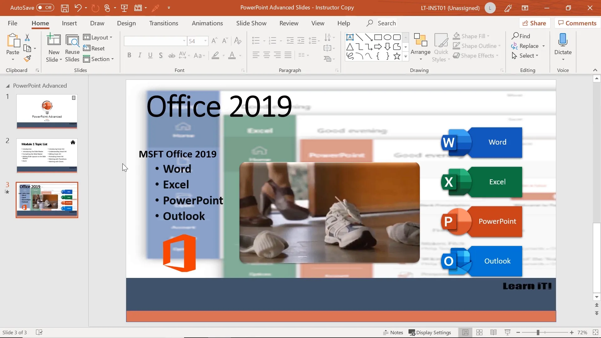 Example slide showing background image, media, and SmartArt