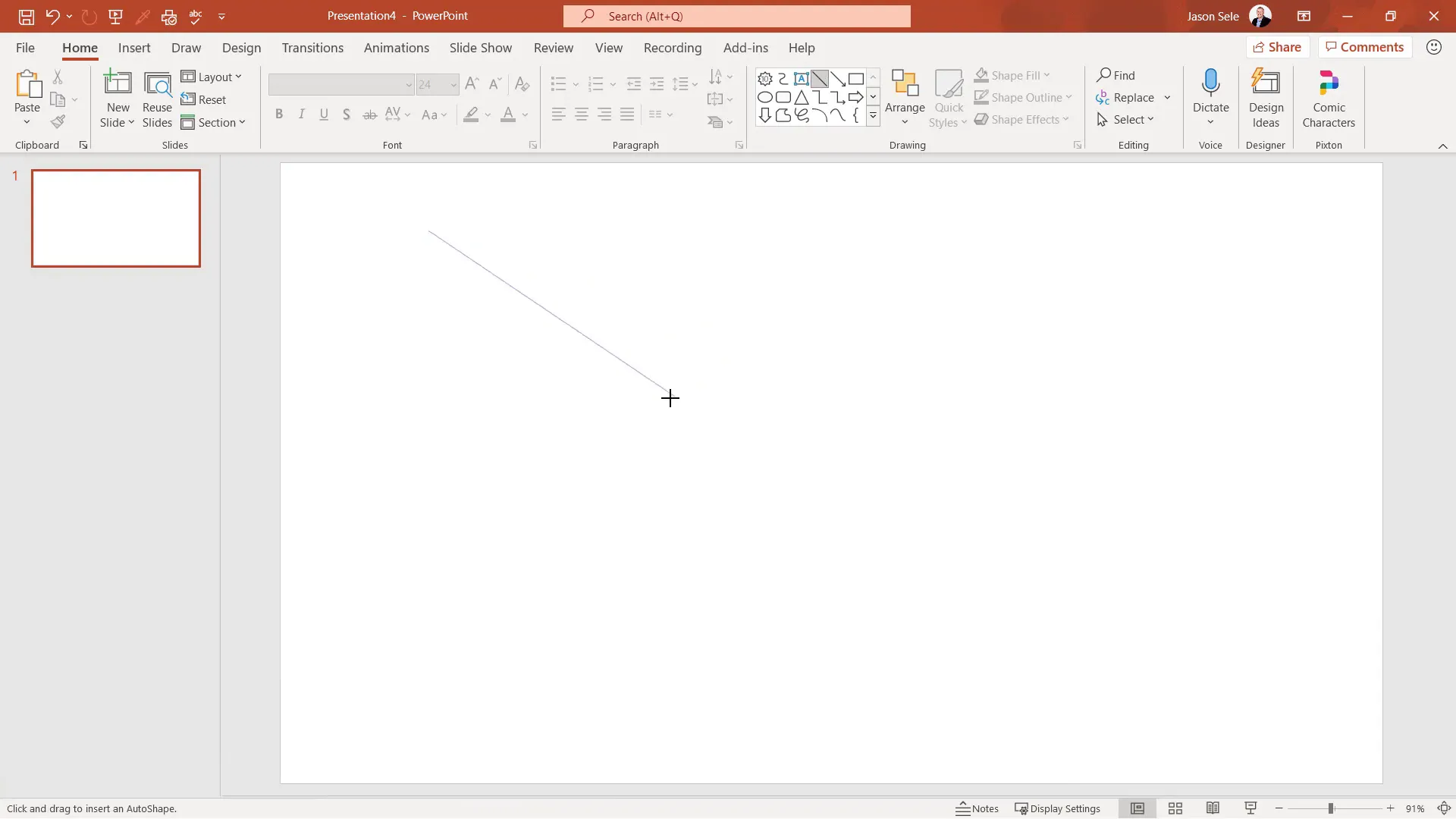 Drawing straight lines with Shift key