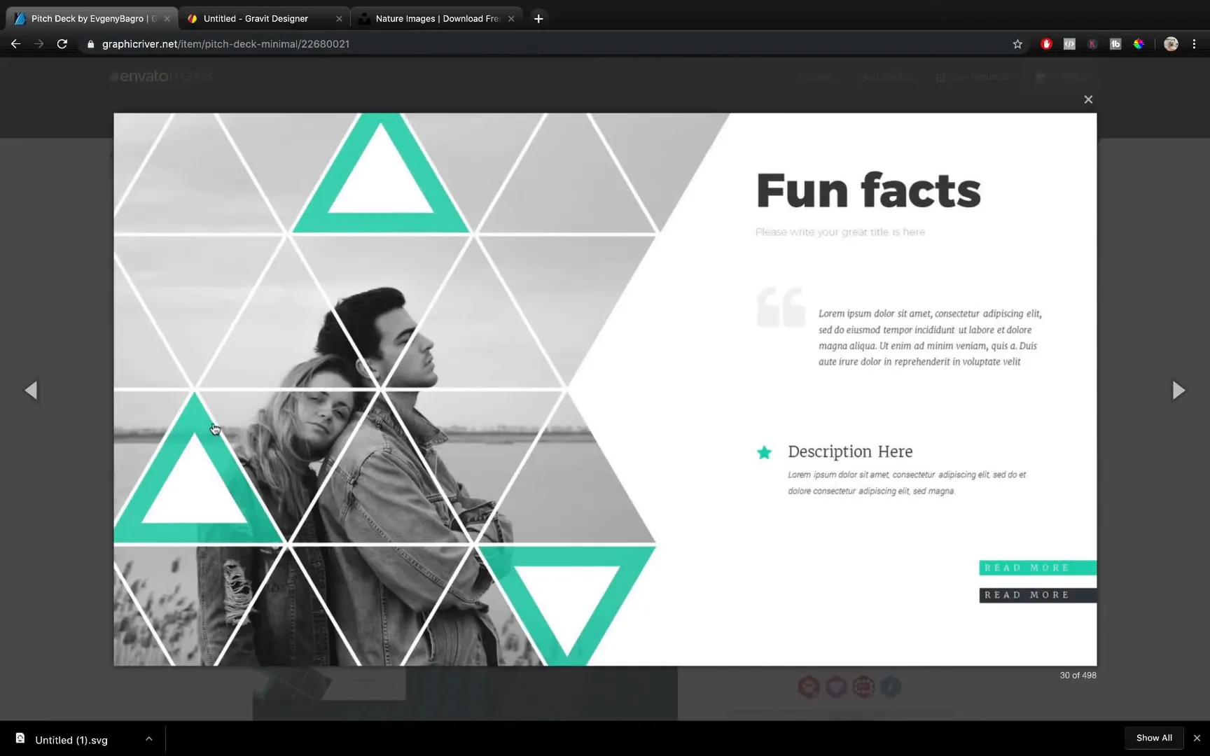 Colored green triangles with transparency layered over placeholder