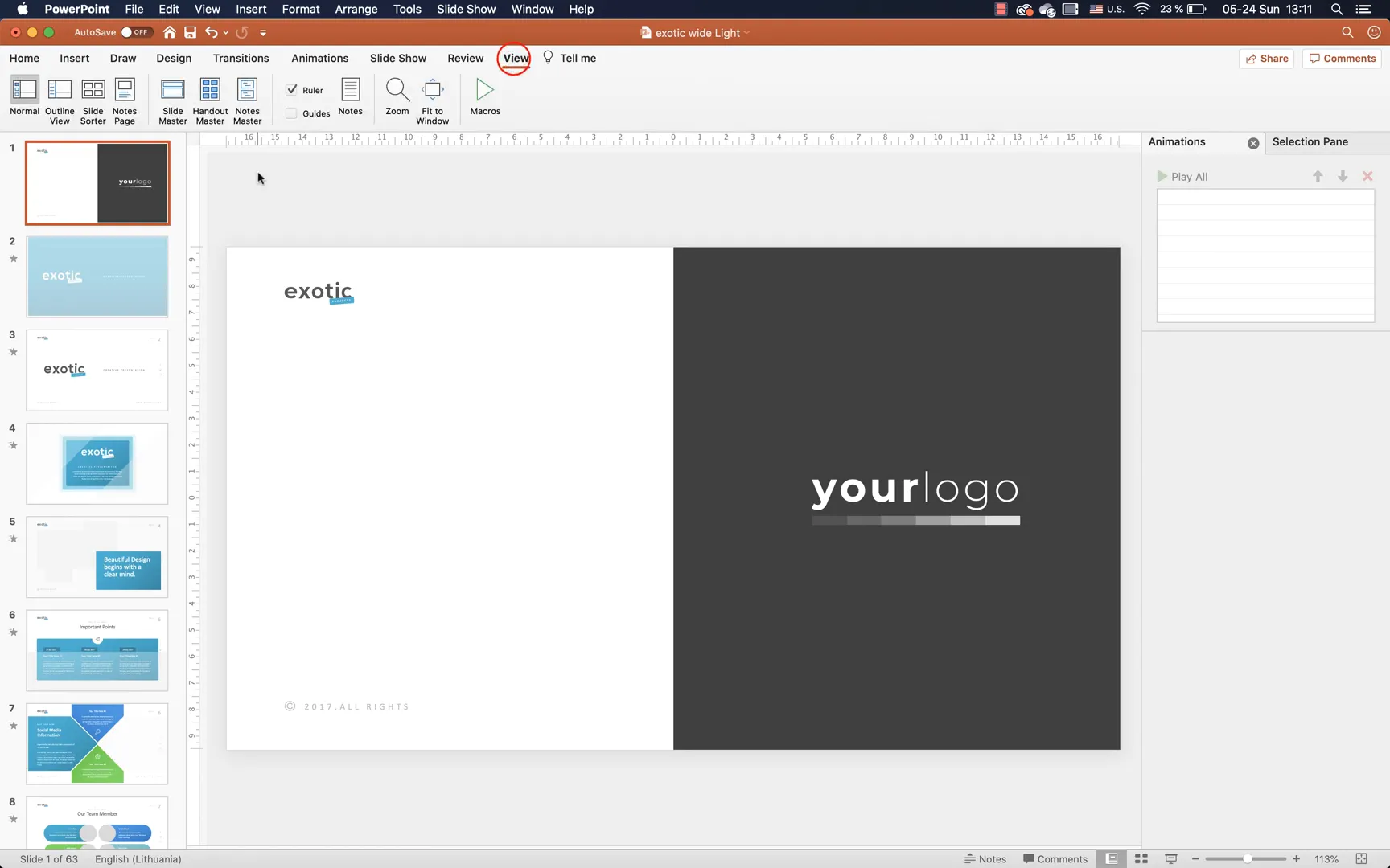Replacing Exotic logo in Slide Master view