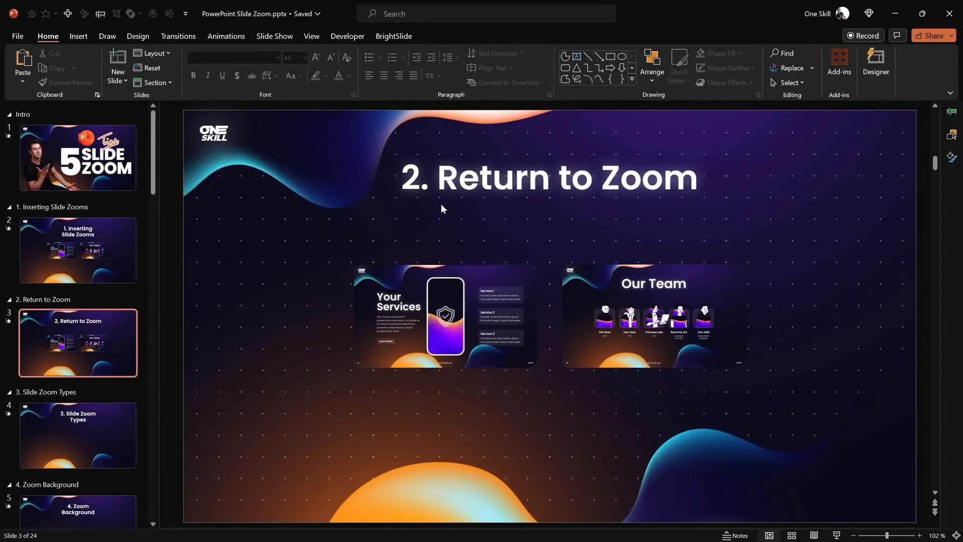 Return to zoom option enabled for slide zooms