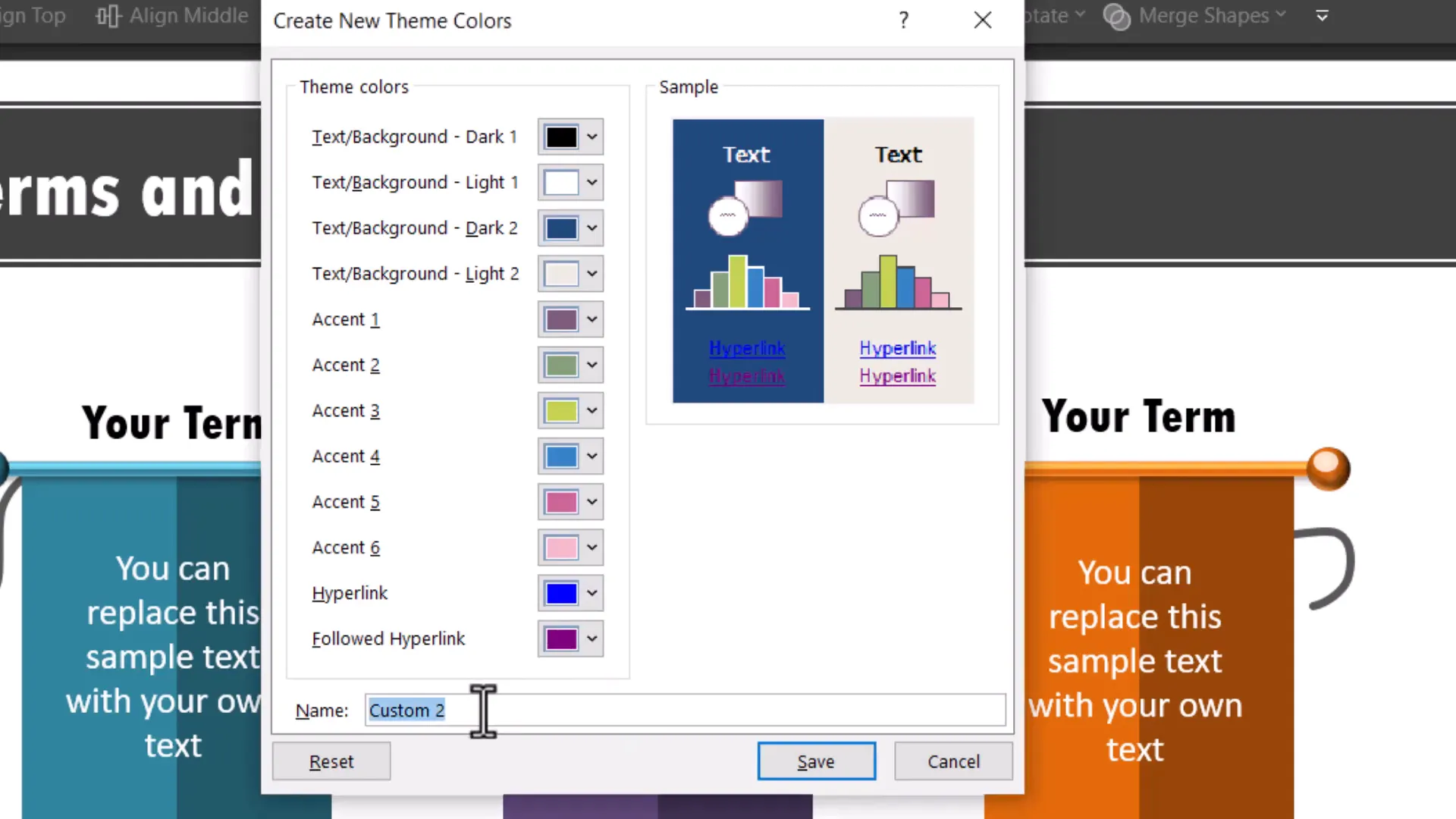 Saving custom color palette in PowerPoint with brand name