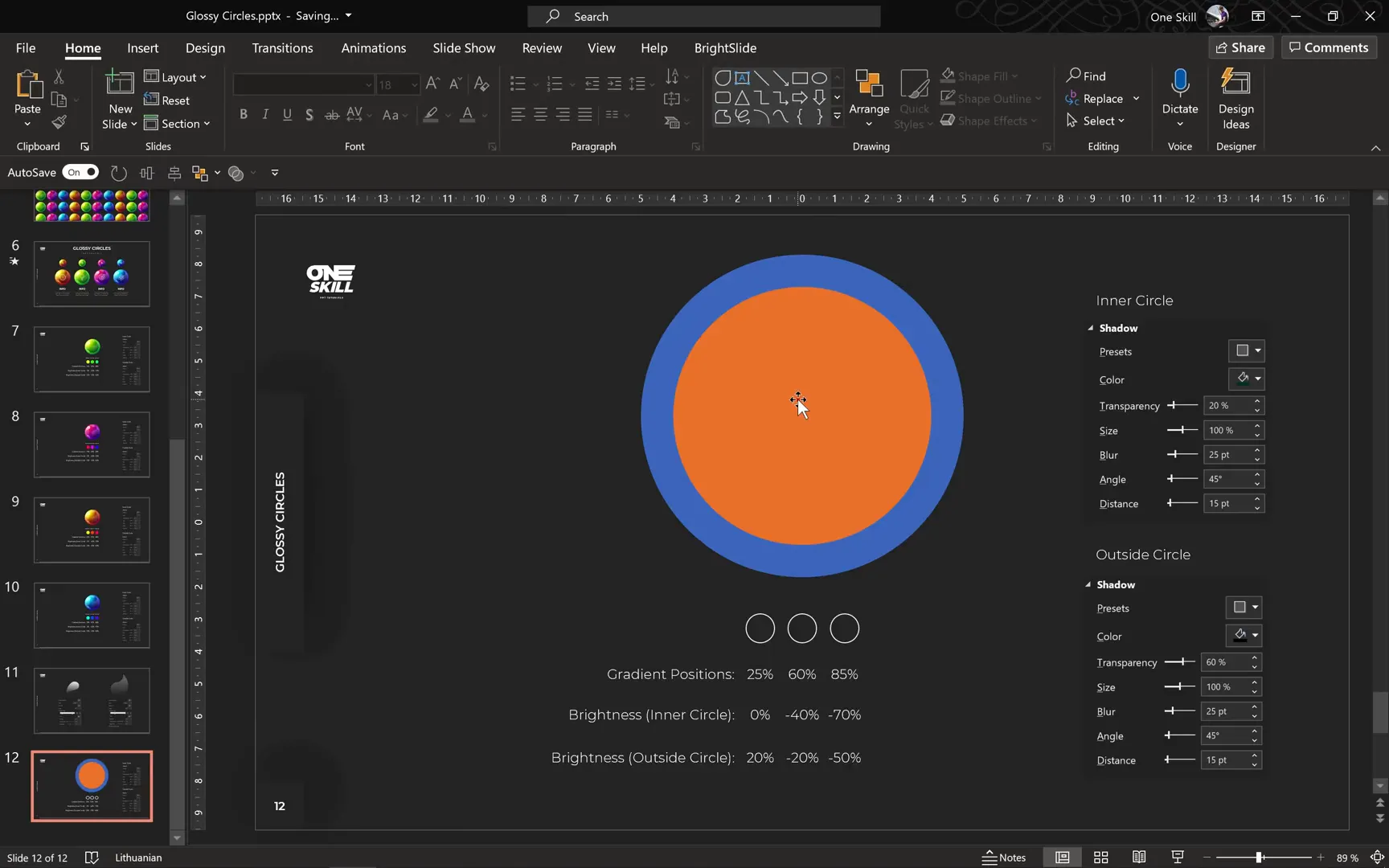 Creating and positioning the smaller inner circle