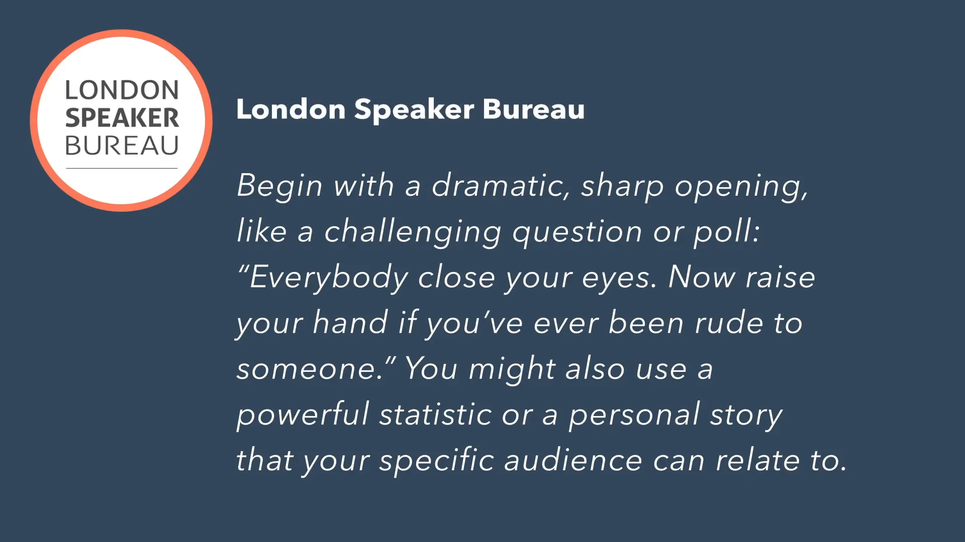 PowerPoint slide with a strong opening question