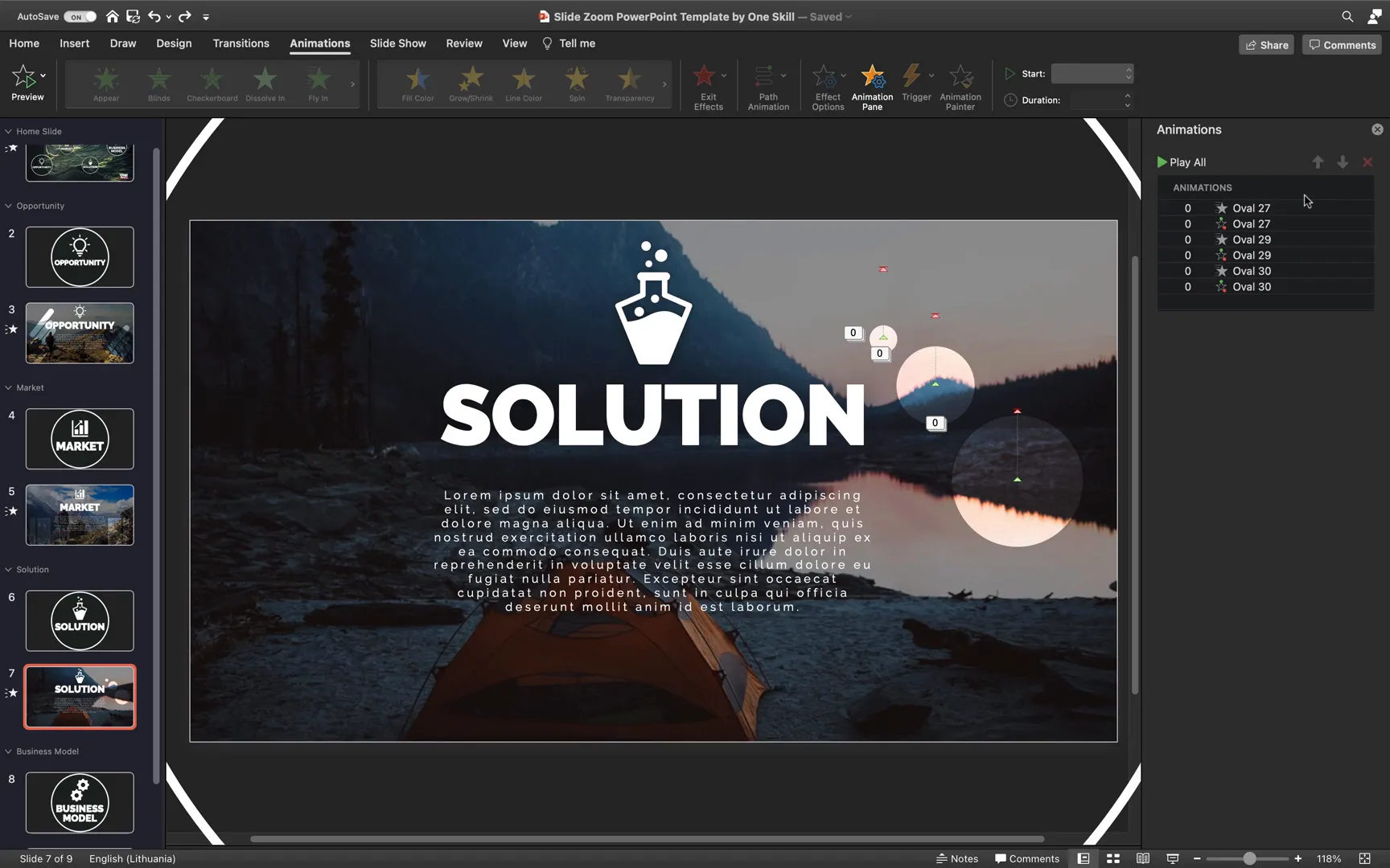 Creating and animating floating bubbles on Solution slide