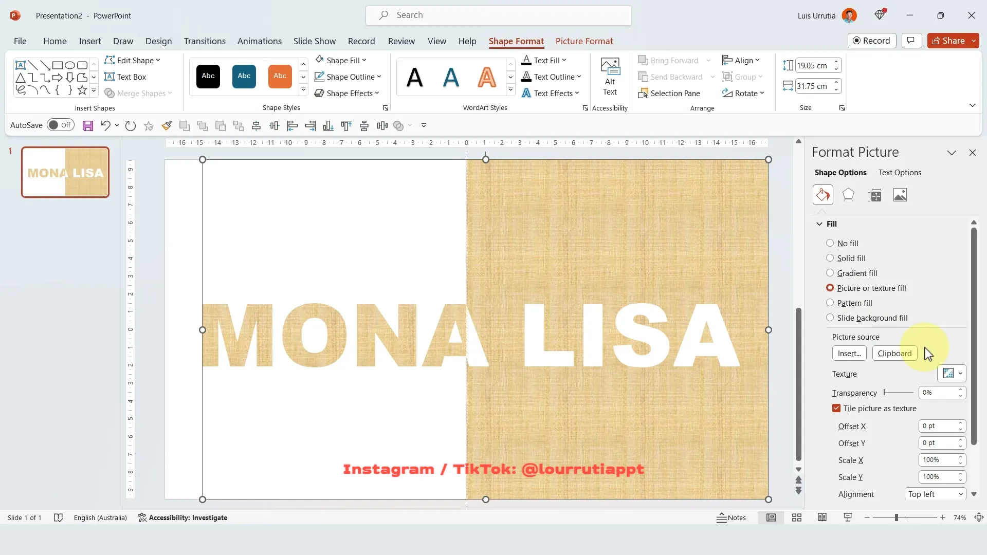 Applying picture or texture fill to merged shape