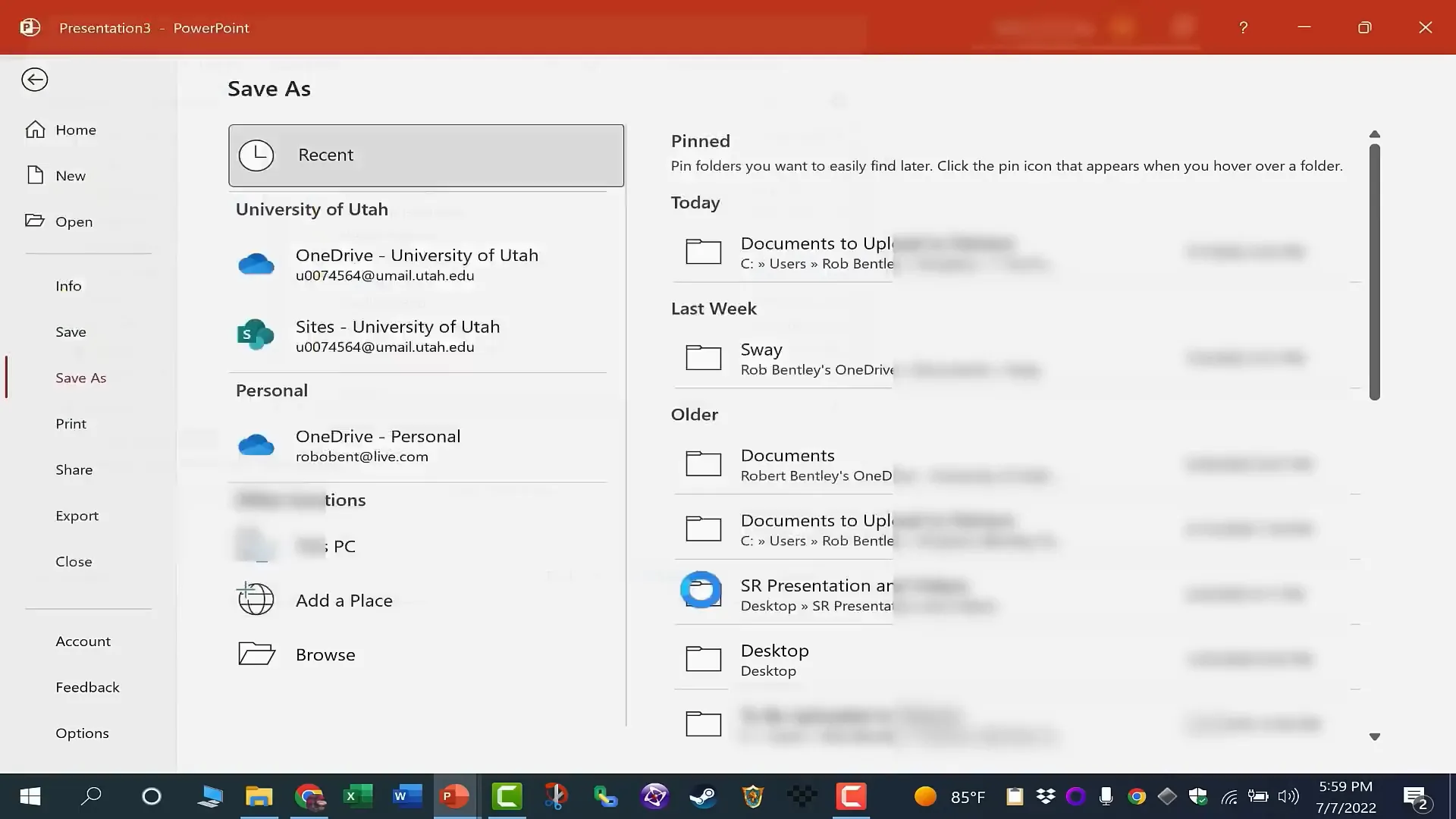 Save As dialog box in PowerPoint