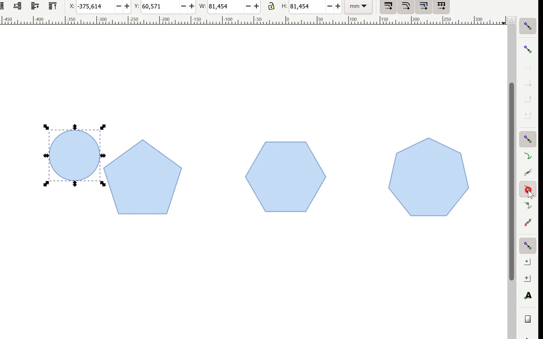 Using Inkscape to snap circles on pentagon corners and create teardrop shapes with Bezier tool