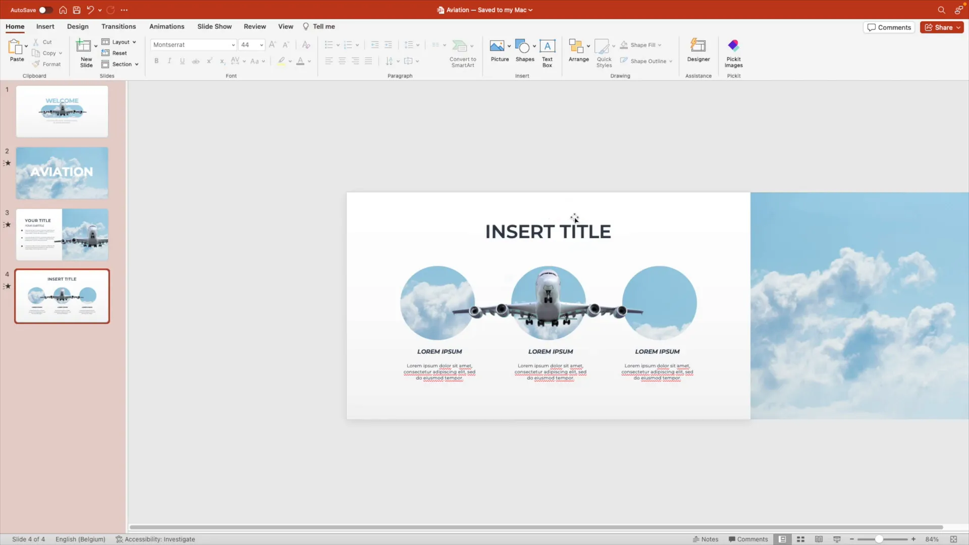 Third slide with title added above circular elements